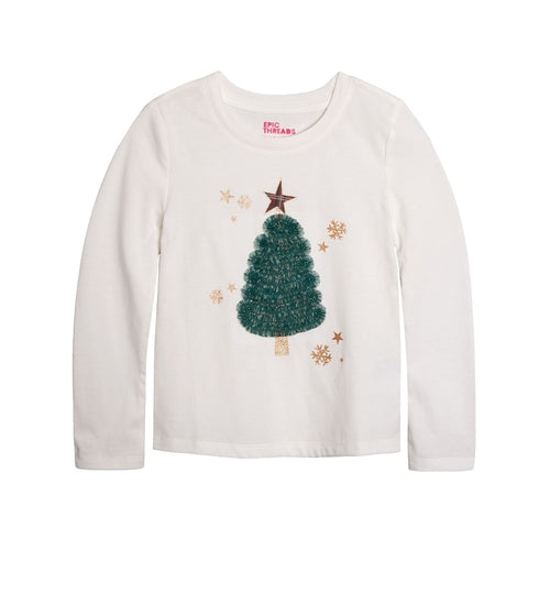 Little Girls Holiday Christmas Tree Tee