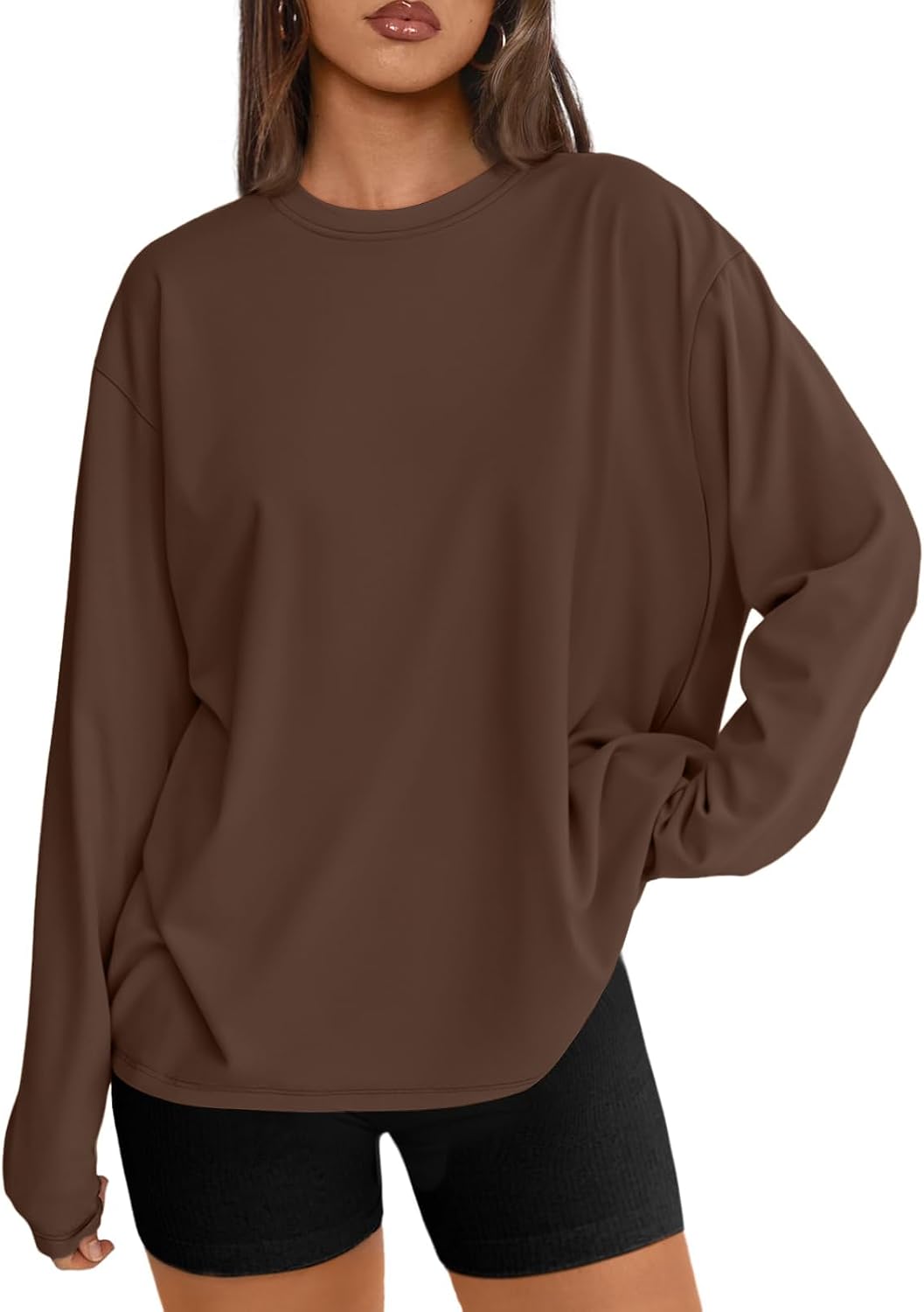 Trendy Queen Chemisier oversize à manches longues pour femme, haut d'automne 2026, t-shirt basique