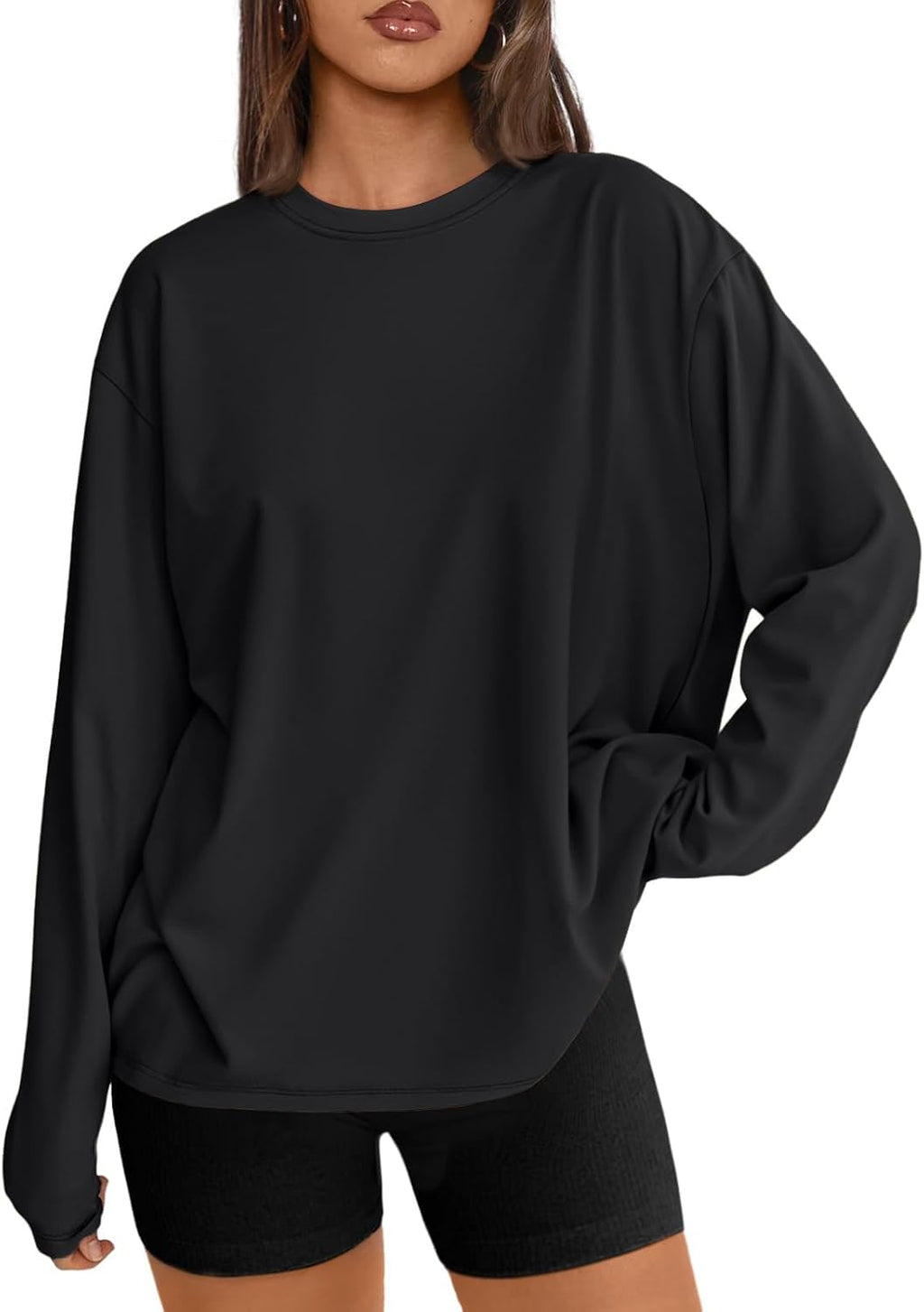 Trendy Queen Chemisier oversize à manches longues pour femme, haut d'automne 2026, t-shirt basique
