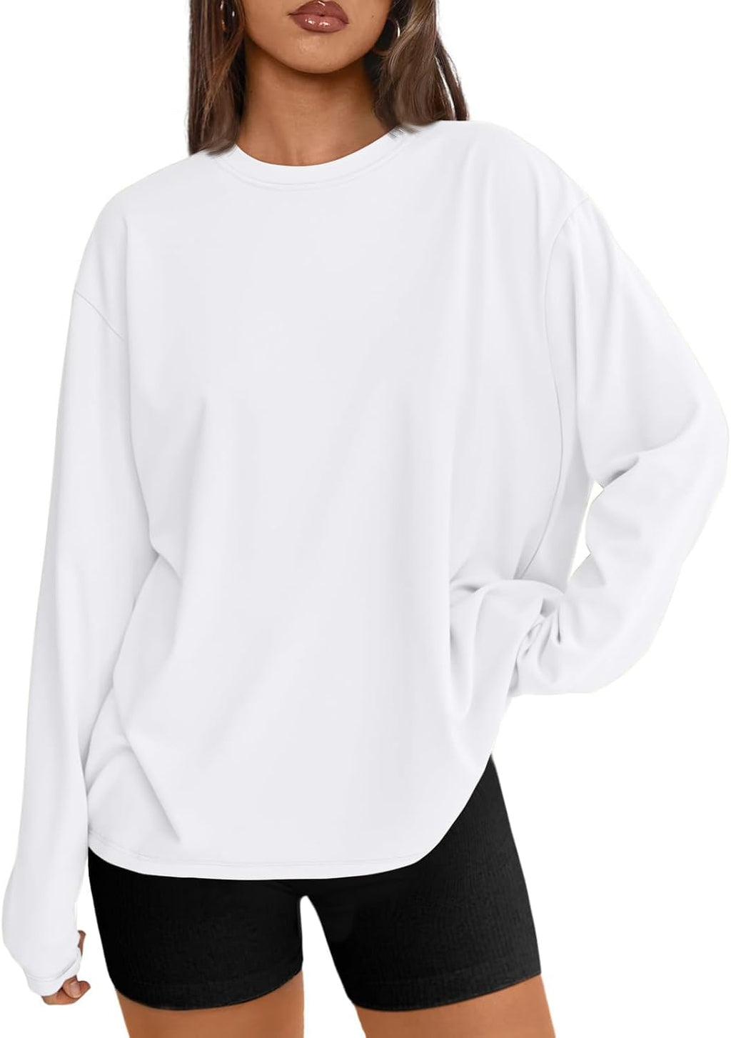Trendy Queen Chemisier oversize à manches longues pour femme, haut d'automne 2026, t-shirt basique