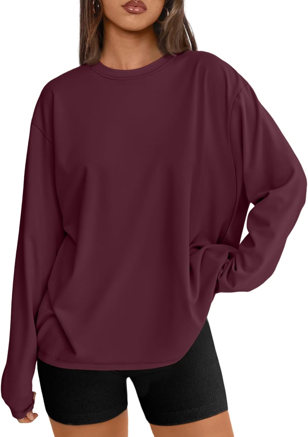 Trendy Queen Chemisier oversize à manches longues pour femme, haut d'automne 2026, t-shirt basique