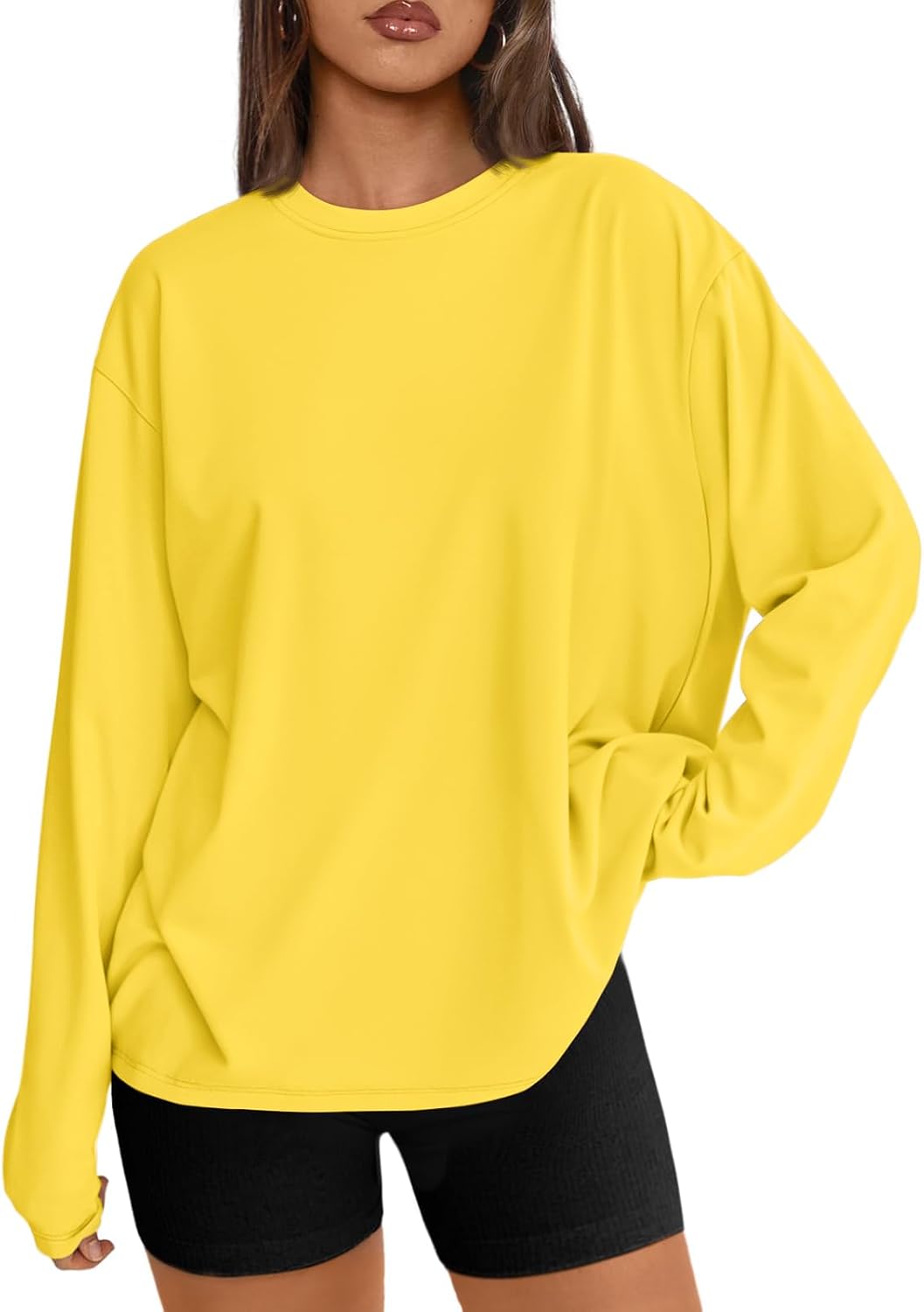 Trendy Queen Chemisier oversize à manches longues pour femme, haut d'automne 2026, t-shirt basique