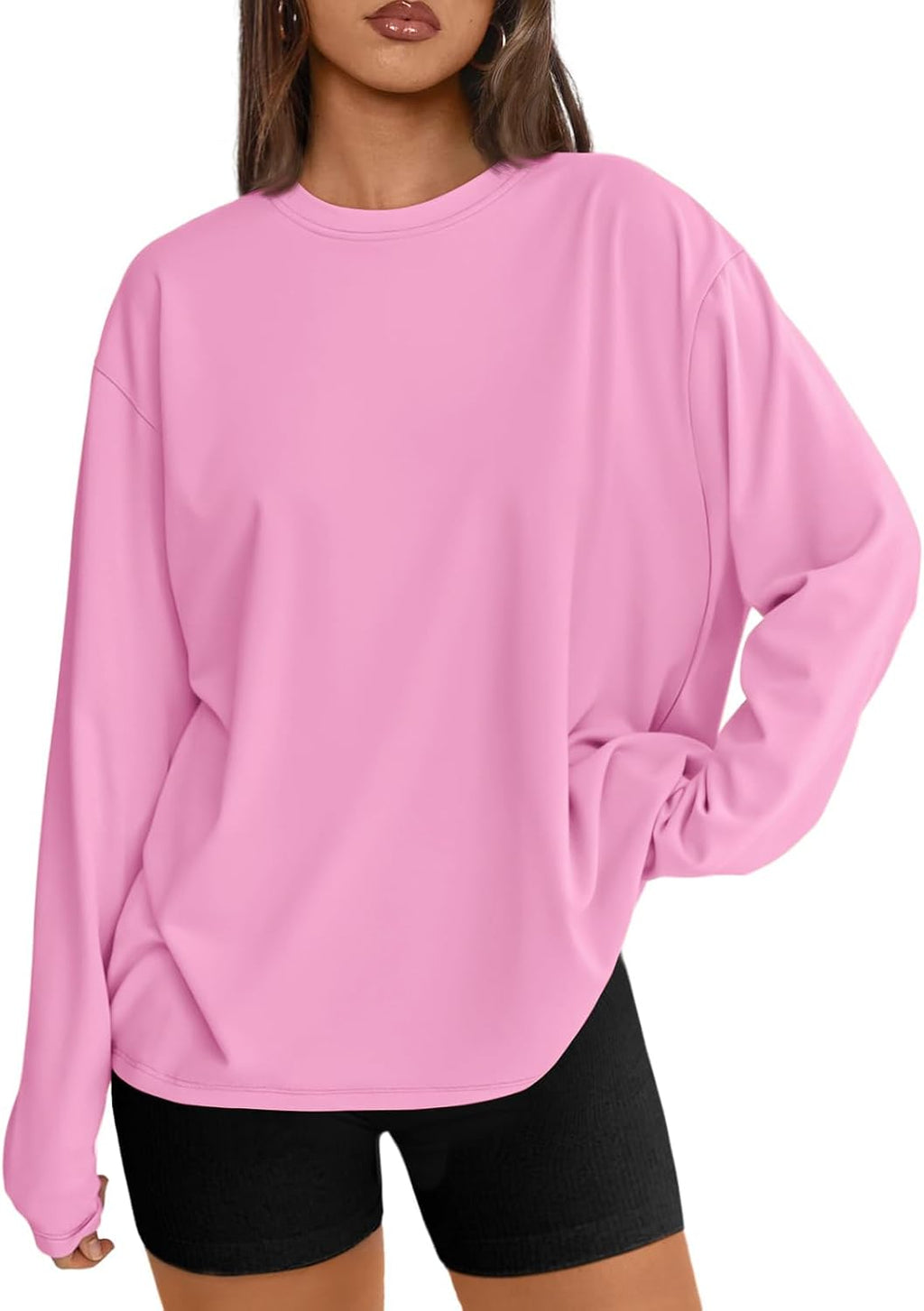 Trendy Queen Chemisier oversize à manches longues pour femme, haut d'automne 2026, t-shirt basique