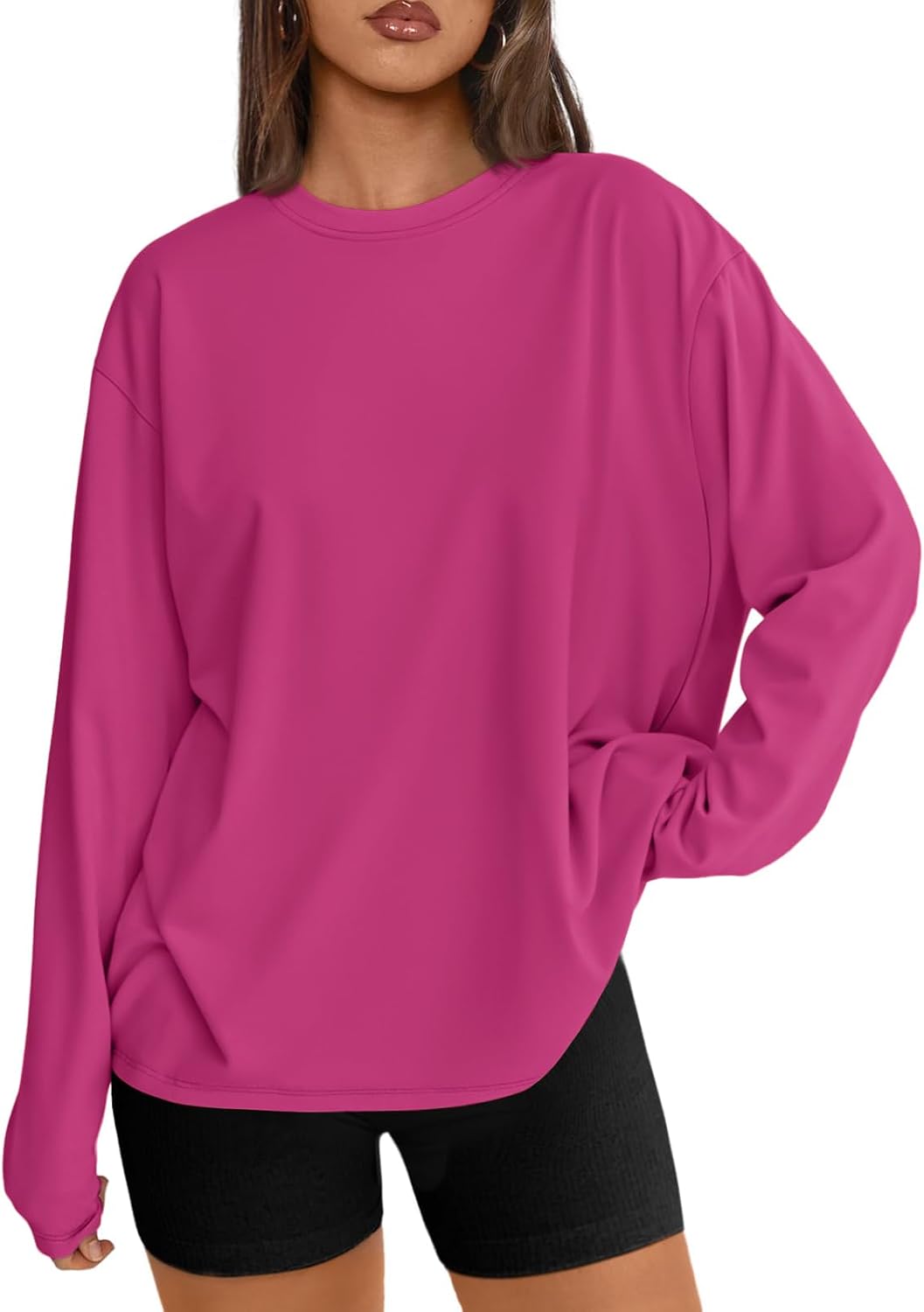 Trendy Queen Chemisier oversize à manches longues pour femme, haut d'automne 2026, t-shirt basique