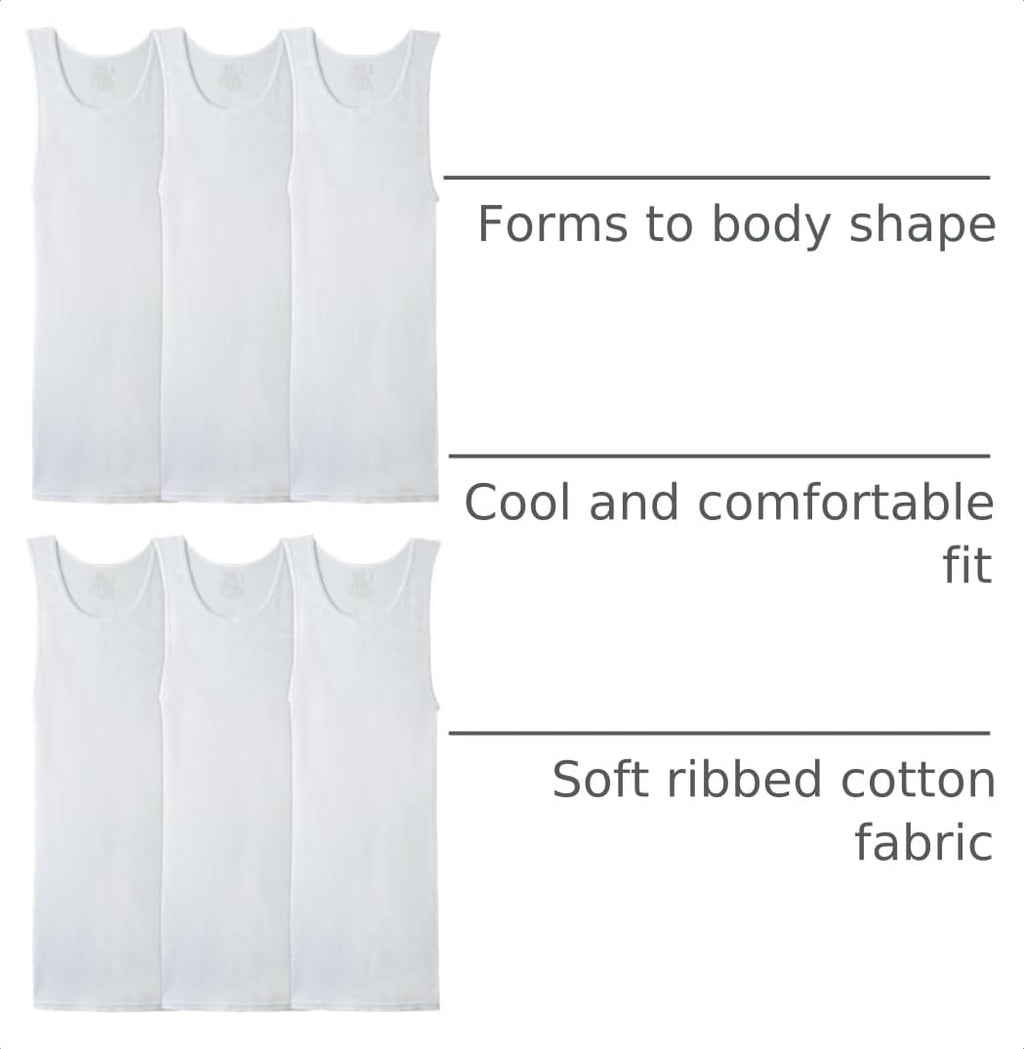 Fruit of the Loom Men's Sleeveless Tag Free Moisture Wicking Tank A-Shirt