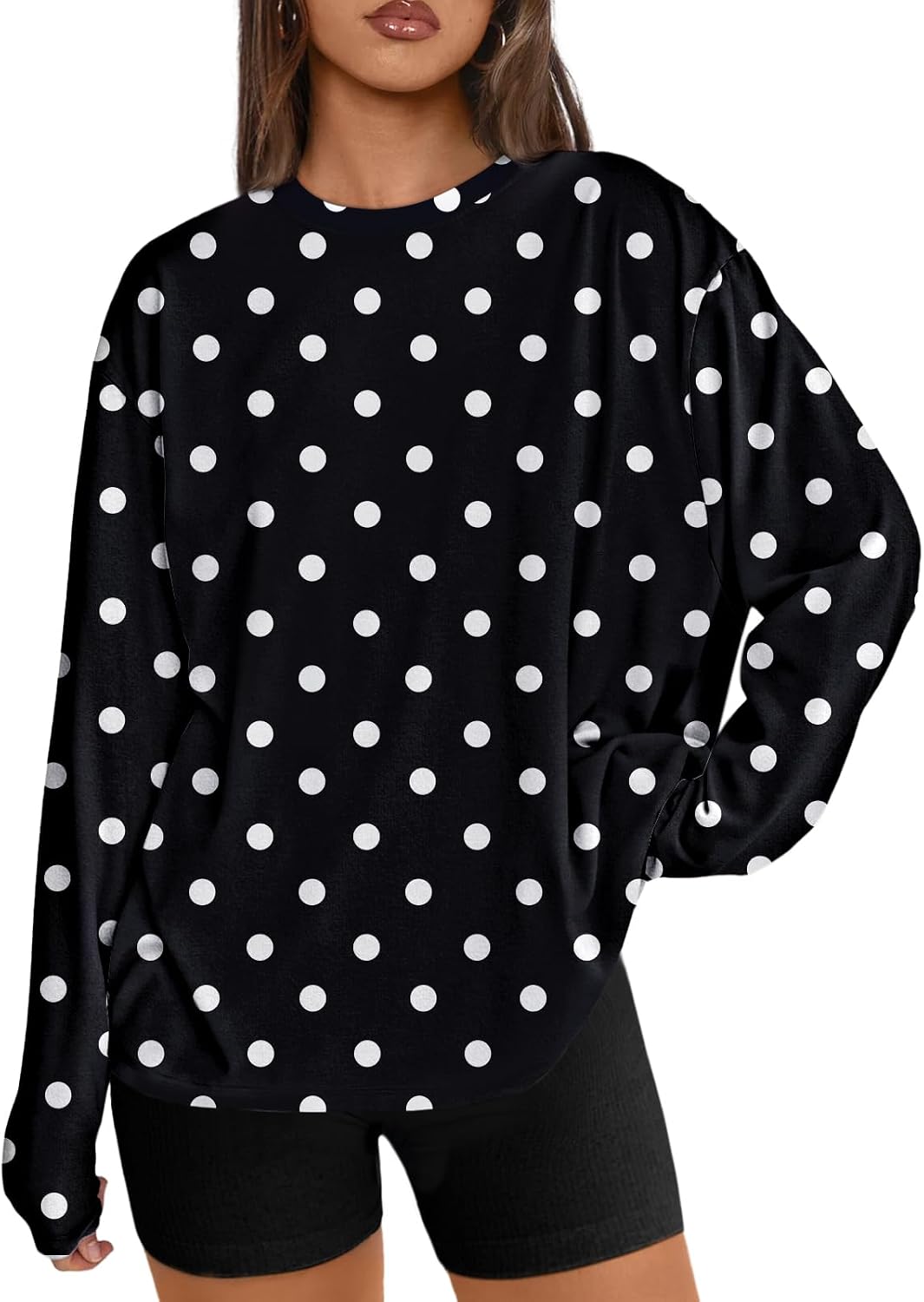 Trendy Queen Chemisier oversize à manches longues pour femme, haut d'automne 2026, t-shirt basique