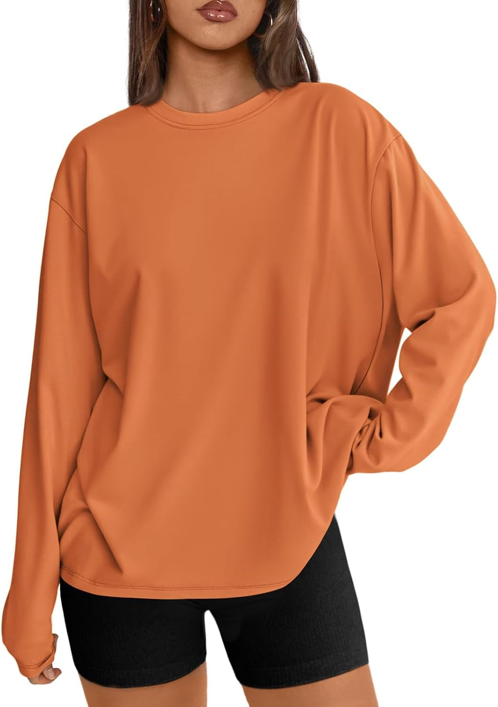 Trendy Queen Chemisier oversize à manches longues pour femme, haut d'automne 2026, t-shirt basique