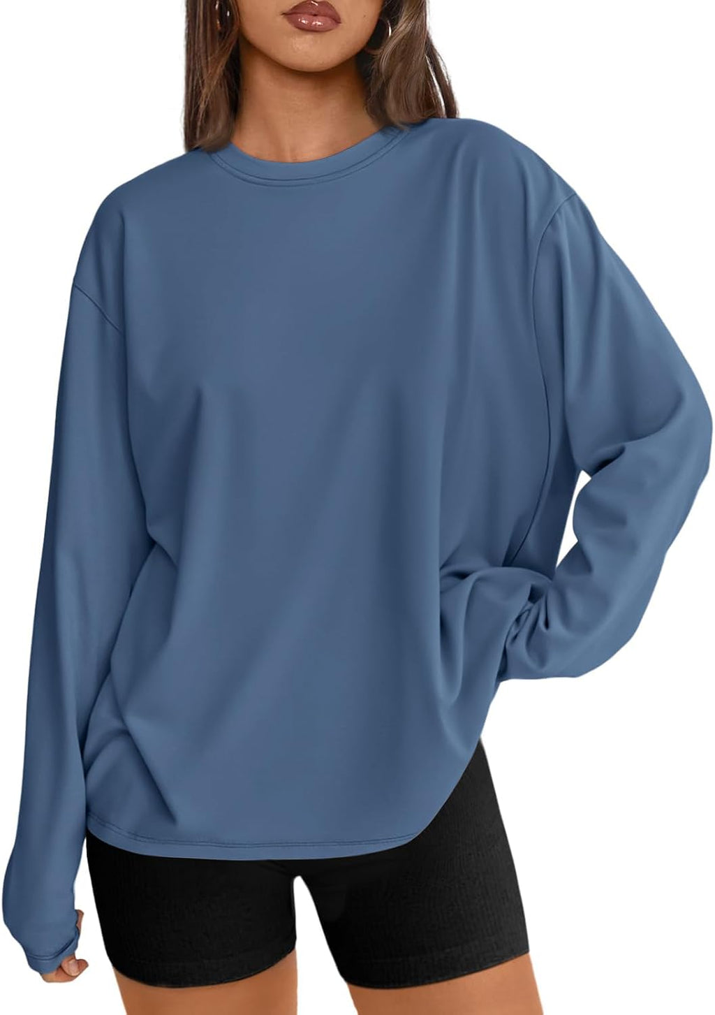 Trendy Queen Chemisier oversize à manches longues pour femme, haut d'automne 2026, t-shirt basique