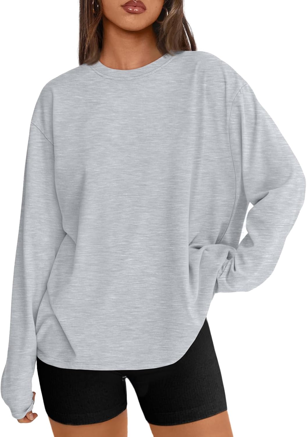 Trendy Queen Chemisier oversize à manches longues pour femme, haut d'automne 2026, t-shirt basique