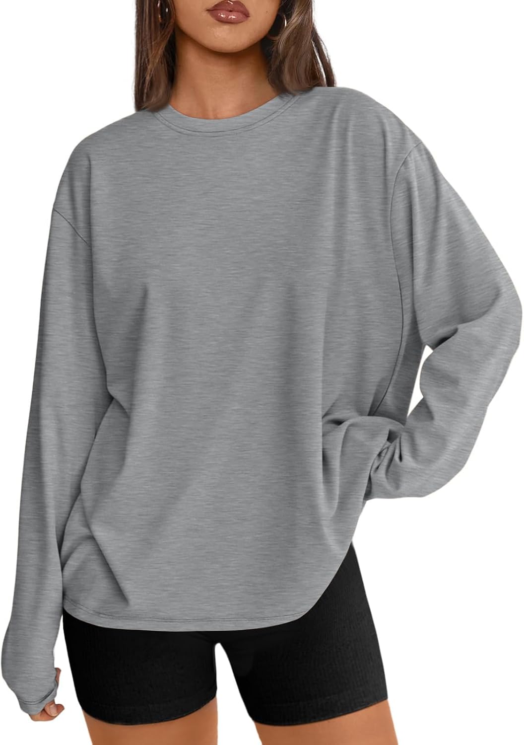 Trendy Queen Chemisier oversize à manches longues pour femme, haut d'automne 2026, t-shirt basique
