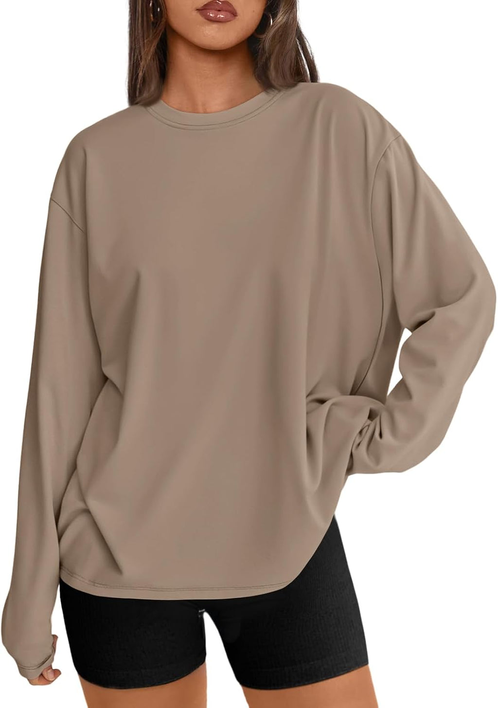 Trendy Queen Chemisier oversize à manches longues pour femme, haut d'automne 2026, t-shirt basique