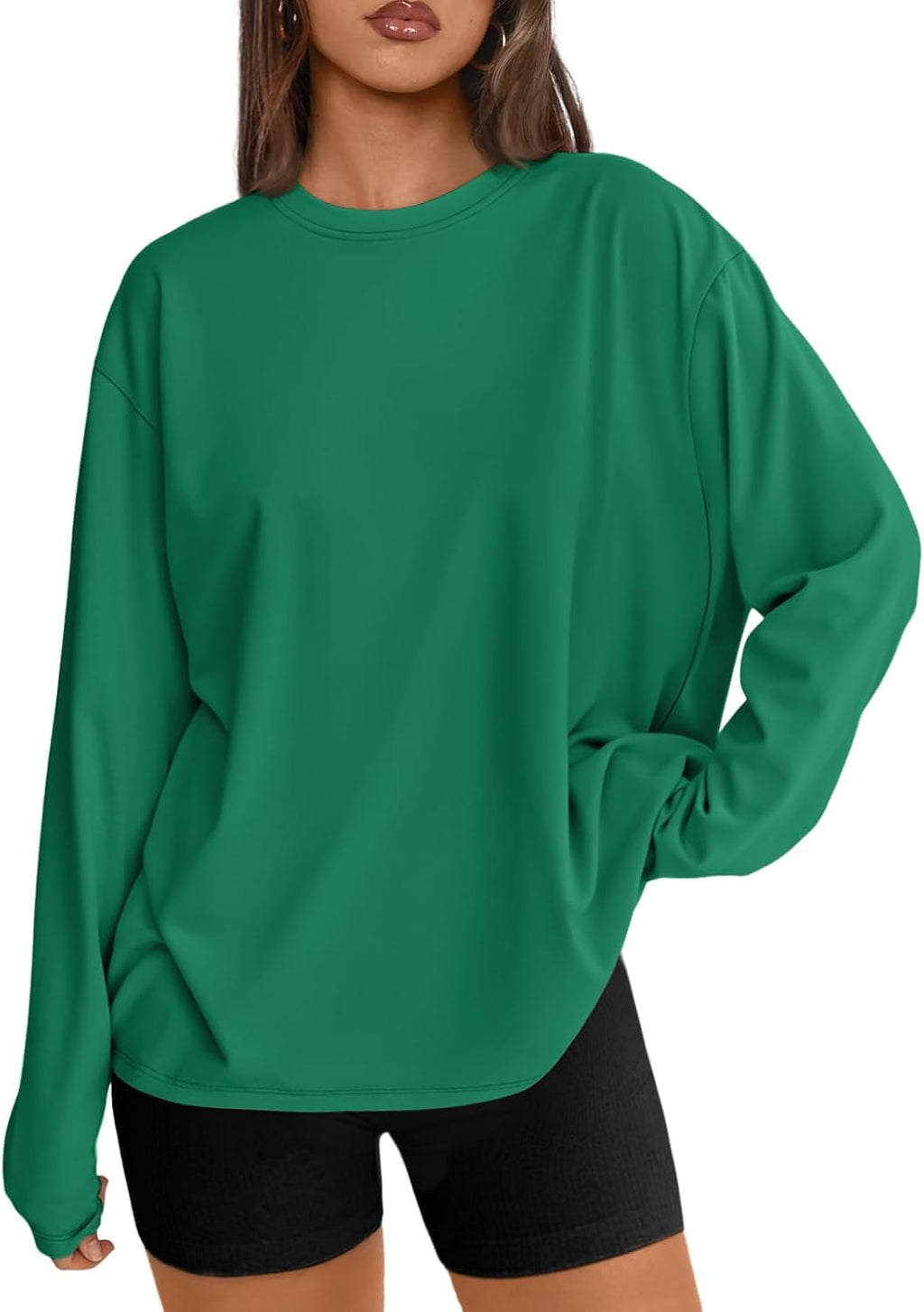 Trendy Queen Chemisier oversize à manches longues pour femme, haut d'automne 2026, t-shirt basique