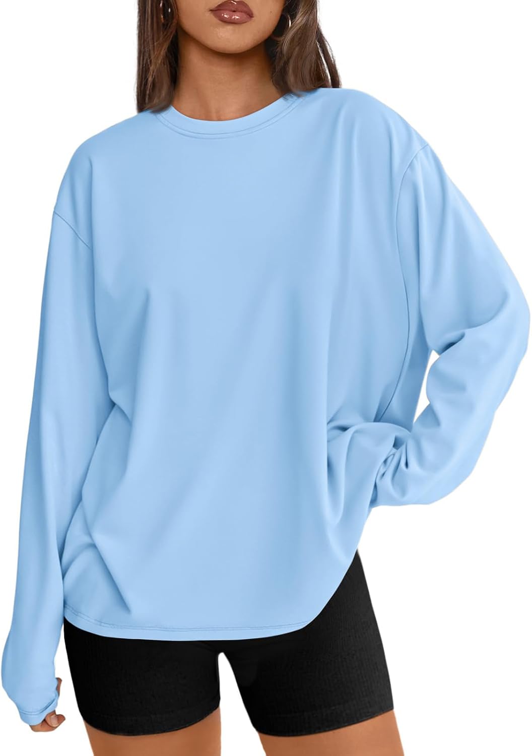 Trendy Queen Chemisier oversize à manches longues pour femme, haut d'automne 2026, t-shirt basique