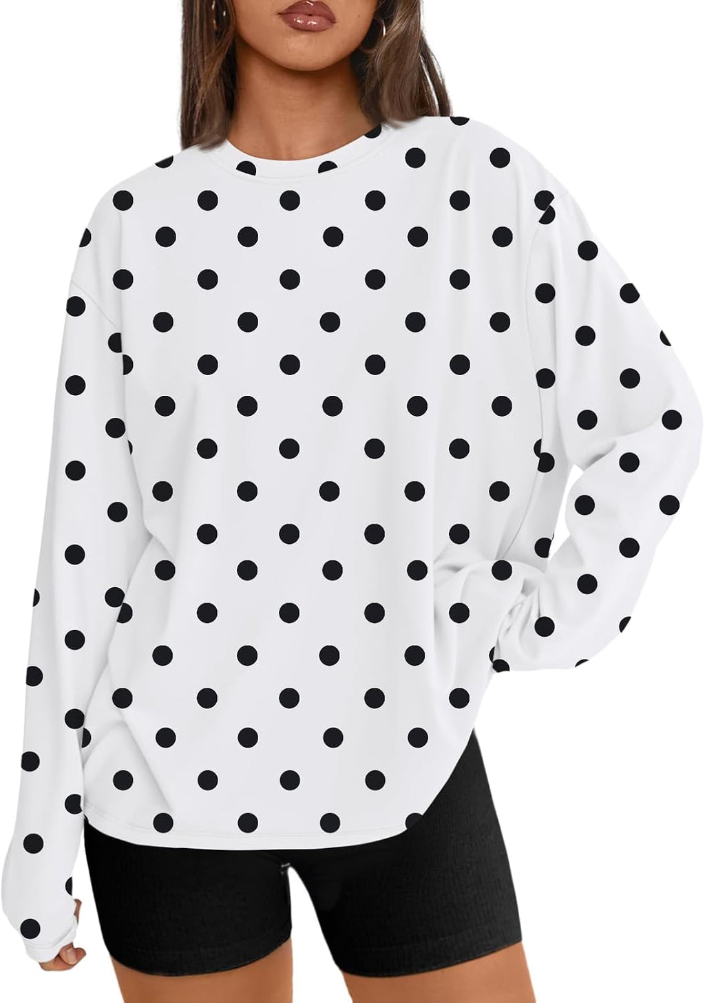 Trendy Queen Chemisier oversize à manches longues pour femme, haut d'automne 2026, t-shirt basique
