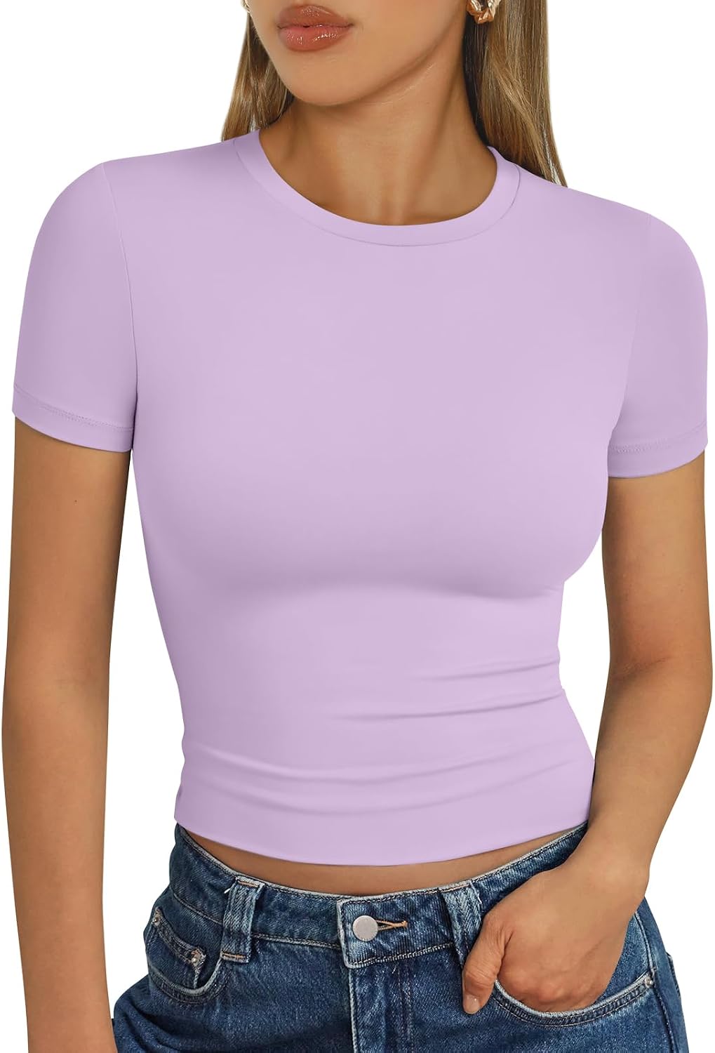 Trendy Queen Damen Kurzarm T-Shirt Basic Sommertop