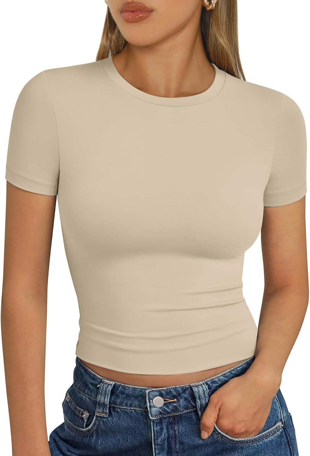 Trendy Queen Damen Kurzarm T-Shirt Basic Sommertop