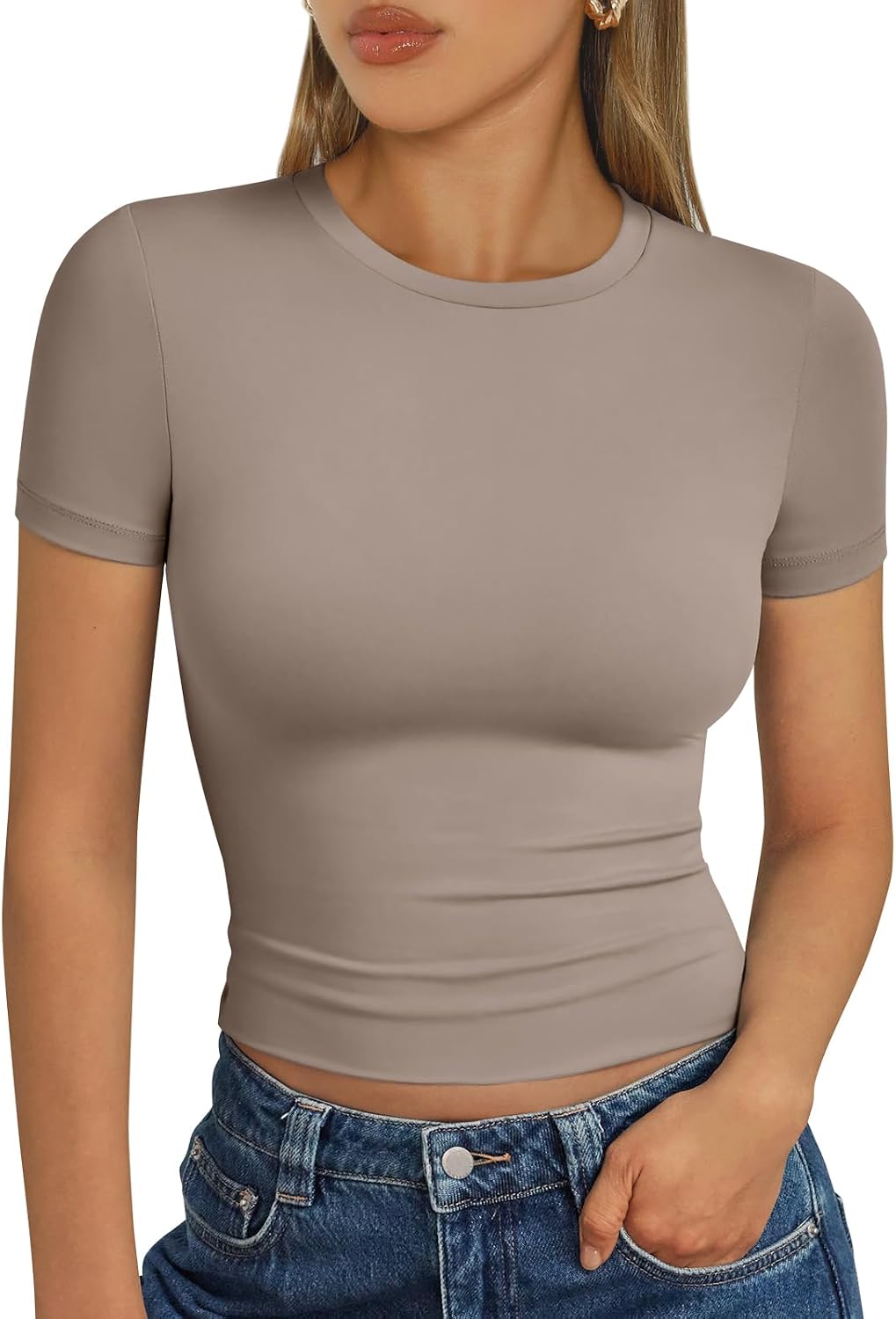 Trendy Queen Damen Kurzarm T-Shirt Basic Sommertop