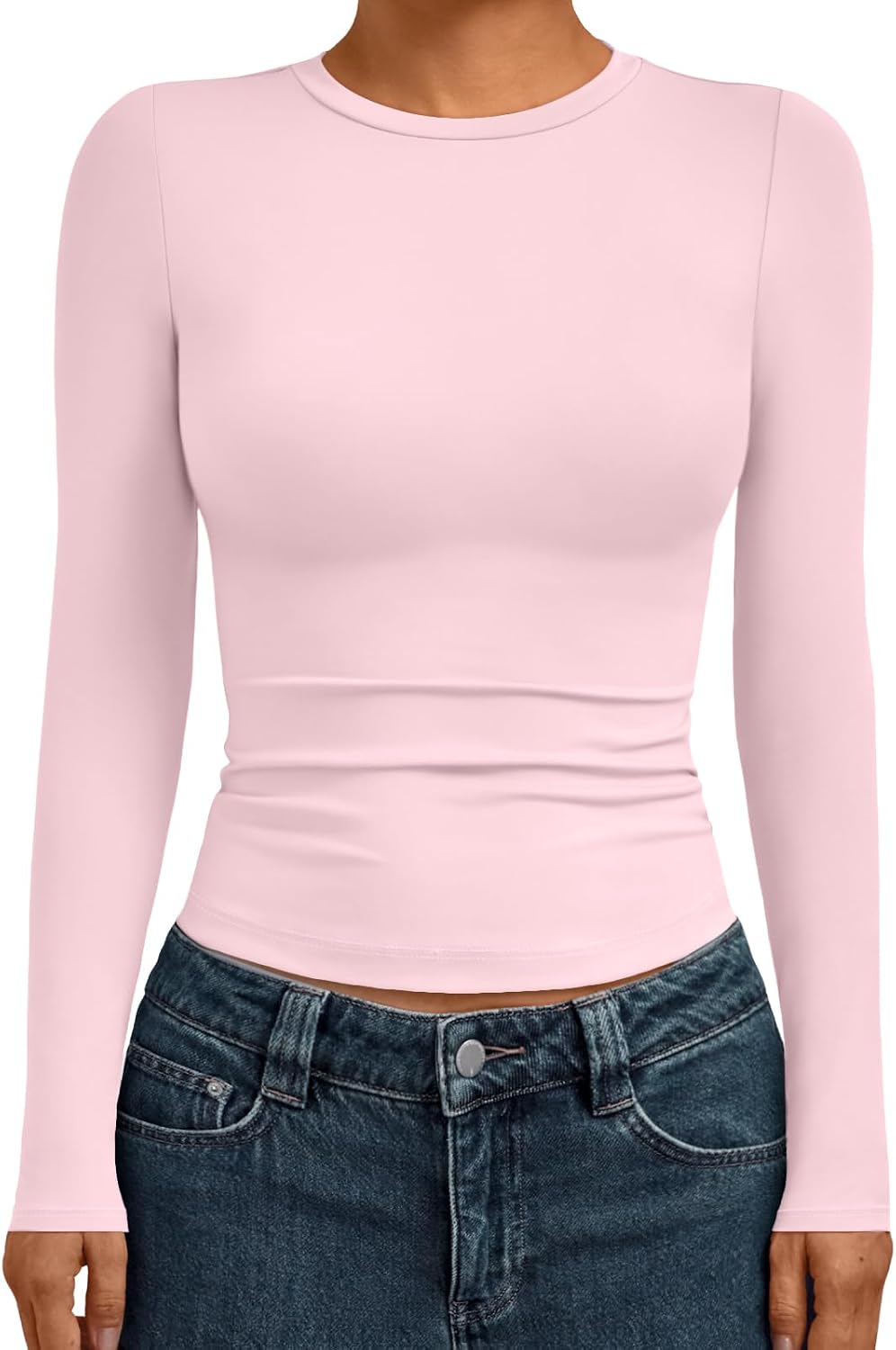 AUTOMET Womens Crew Neck Long Sleeve Shirts Compression Underscrubs Tops
