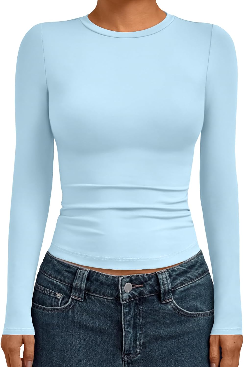 AUTOMET Womens Crew Neck Long Sleeve Shirts Compression Underscrubs Tops