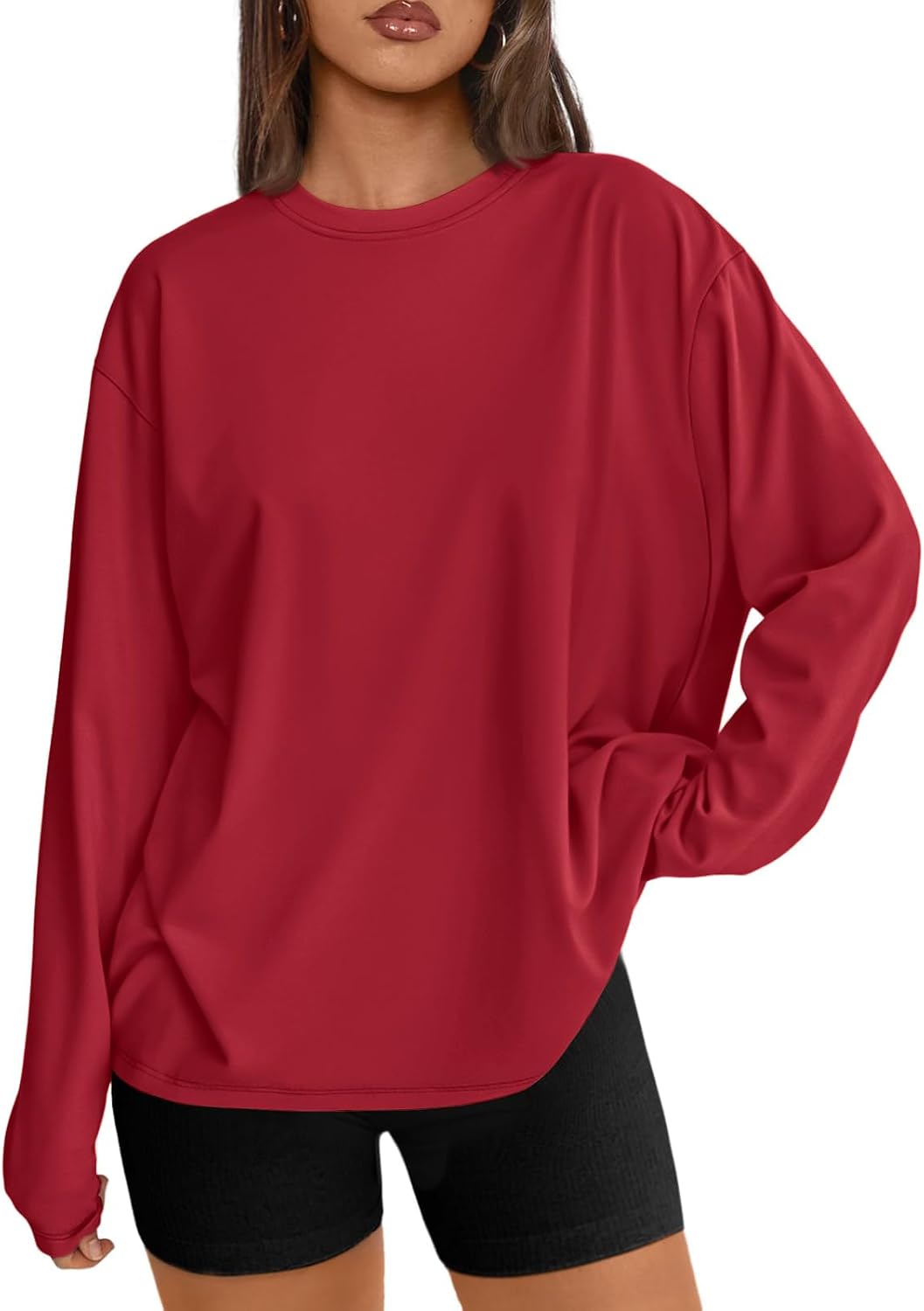 Trendy Queen Chemisier oversize à manches longues pour femme, haut d'automne 2026, t-shirt basique