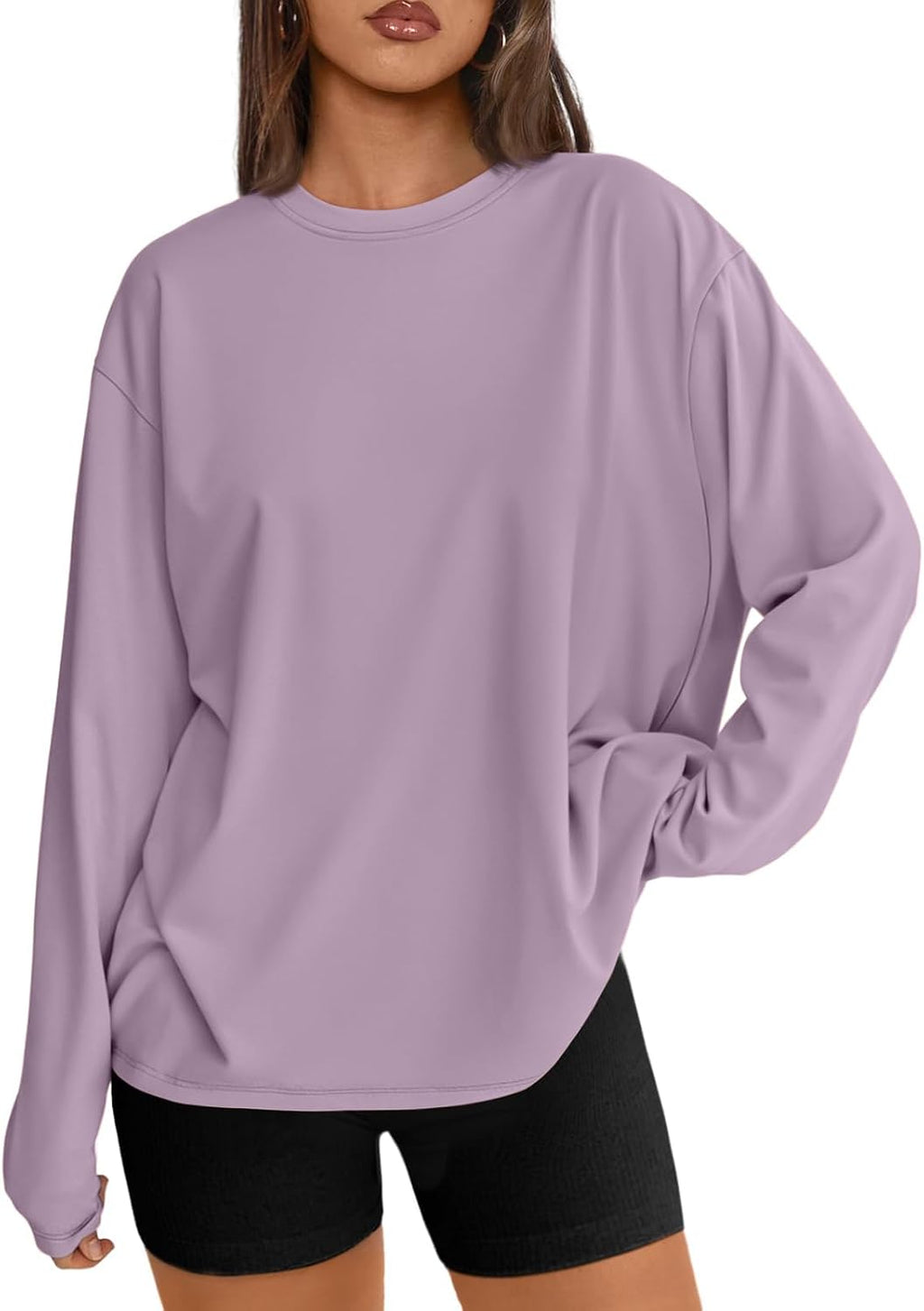 Trendy Queen Chemisier oversize à manches longues pour femme, haut d'automne 2026, t-shirt basique