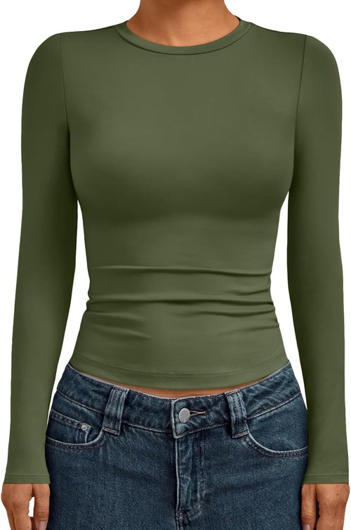 AUTOMET Damen Langarmshirt mit Rundhalsausschnitt, Kompressions-Unterziehshirt für medizinische Berufe