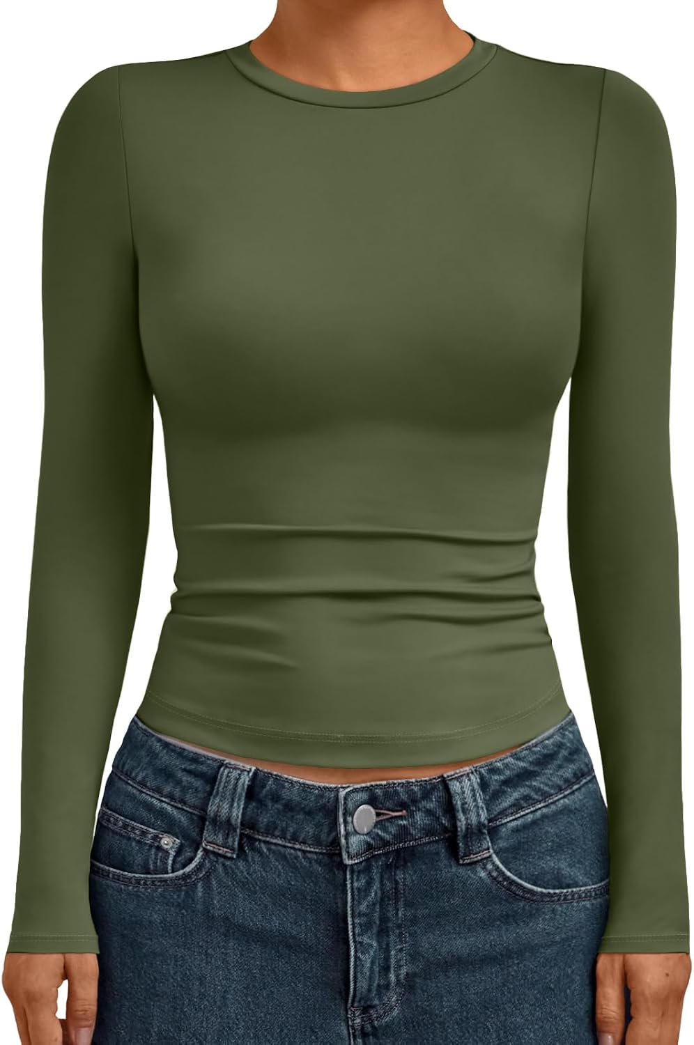 AUTOMET Womens Crew Neck Long Sleeve Shirts Compression Underscrubs Tops