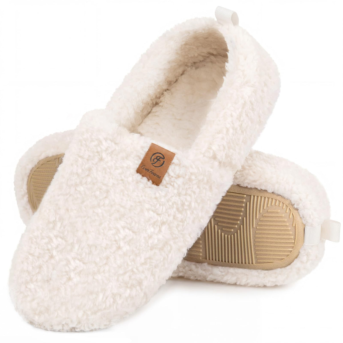 EverFoams Women’s Soft Curly Slippers Memory Foam Lightweight House Shoes