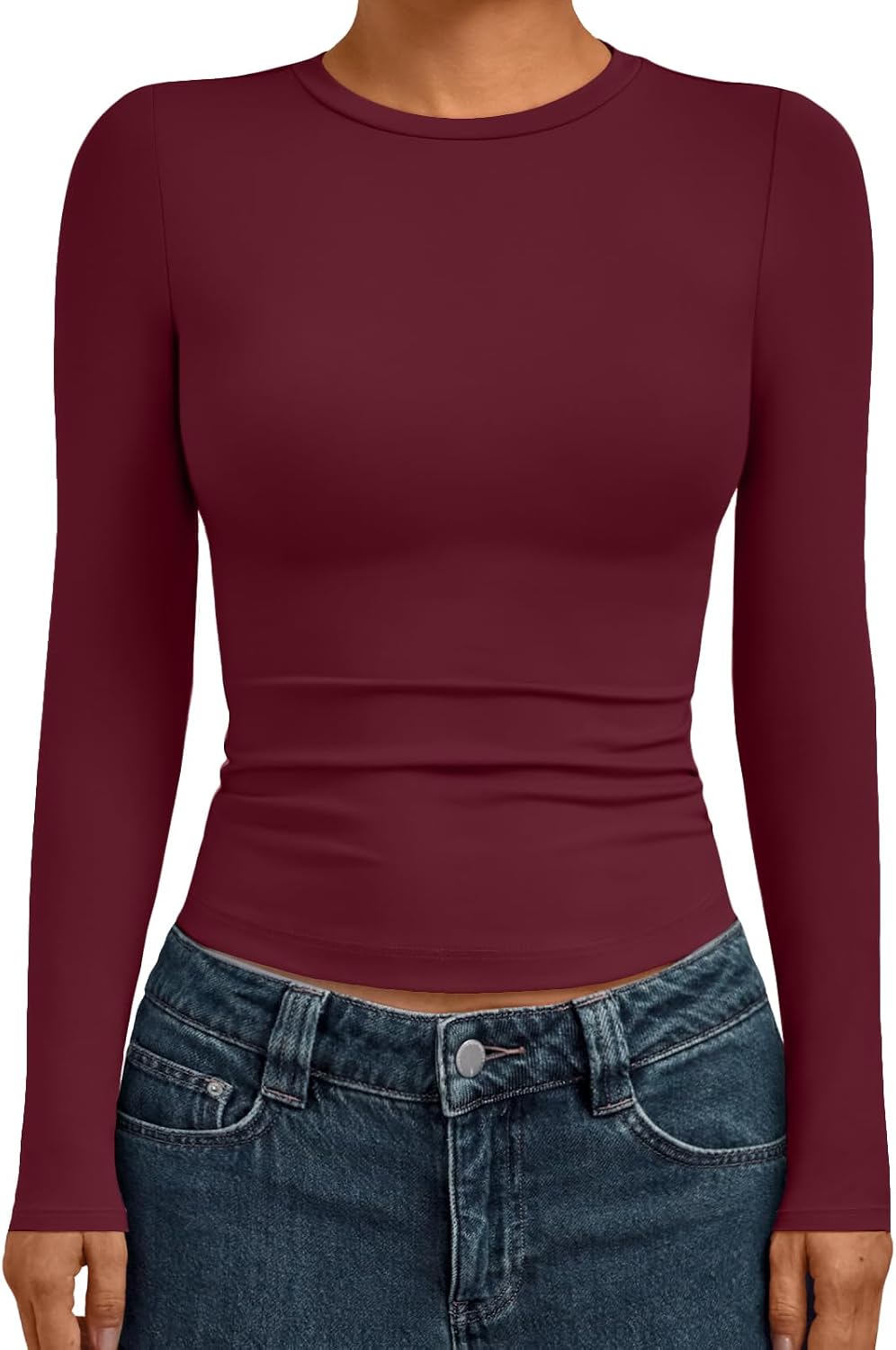 AUTOMET Womens Crew Neck Long Sleeve Shirts Compression Underscrubs Tops