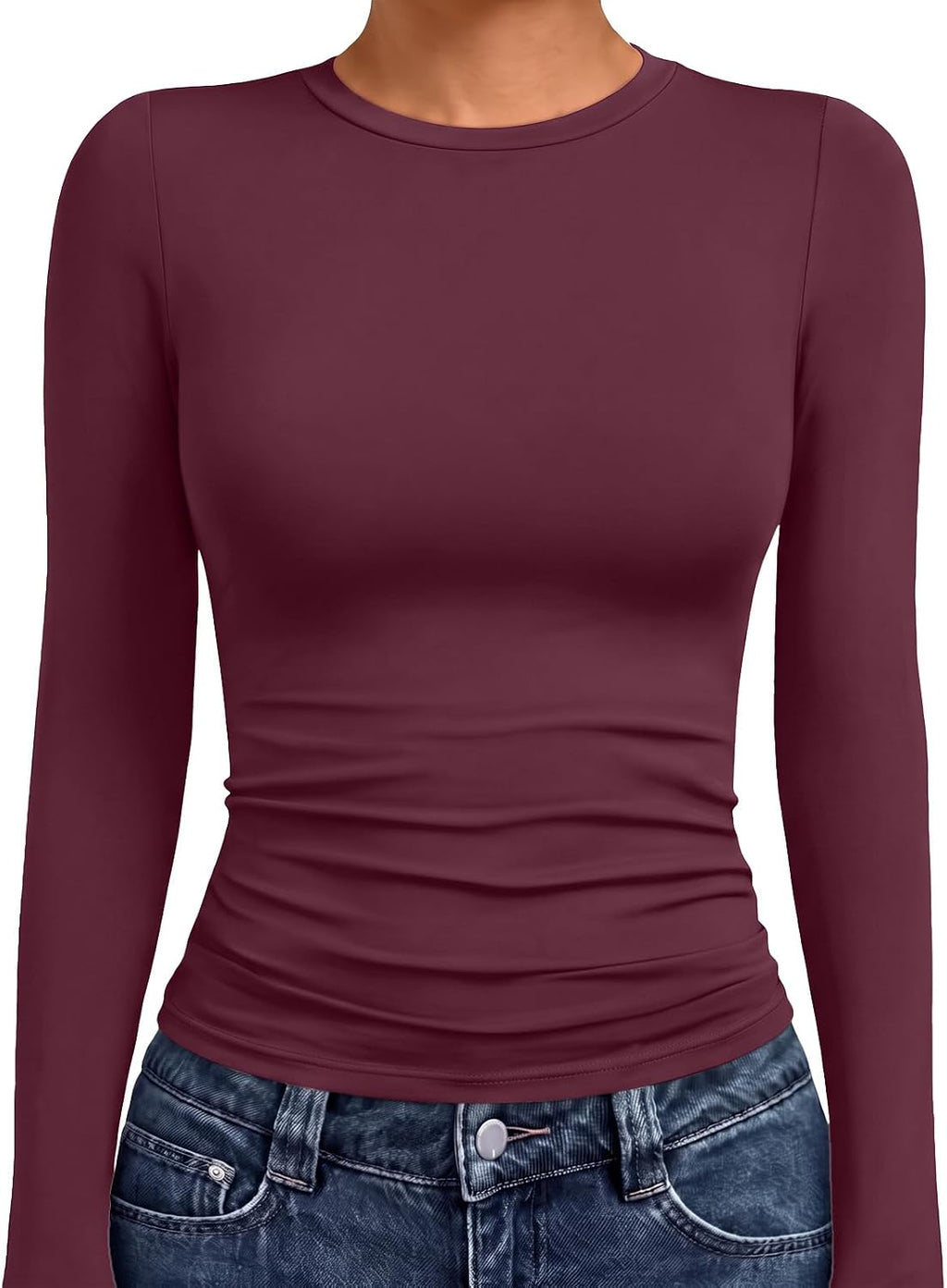 AUTOMET Womens Crew Neck Long Sleeve Shirts Compression Underscrubs Tops