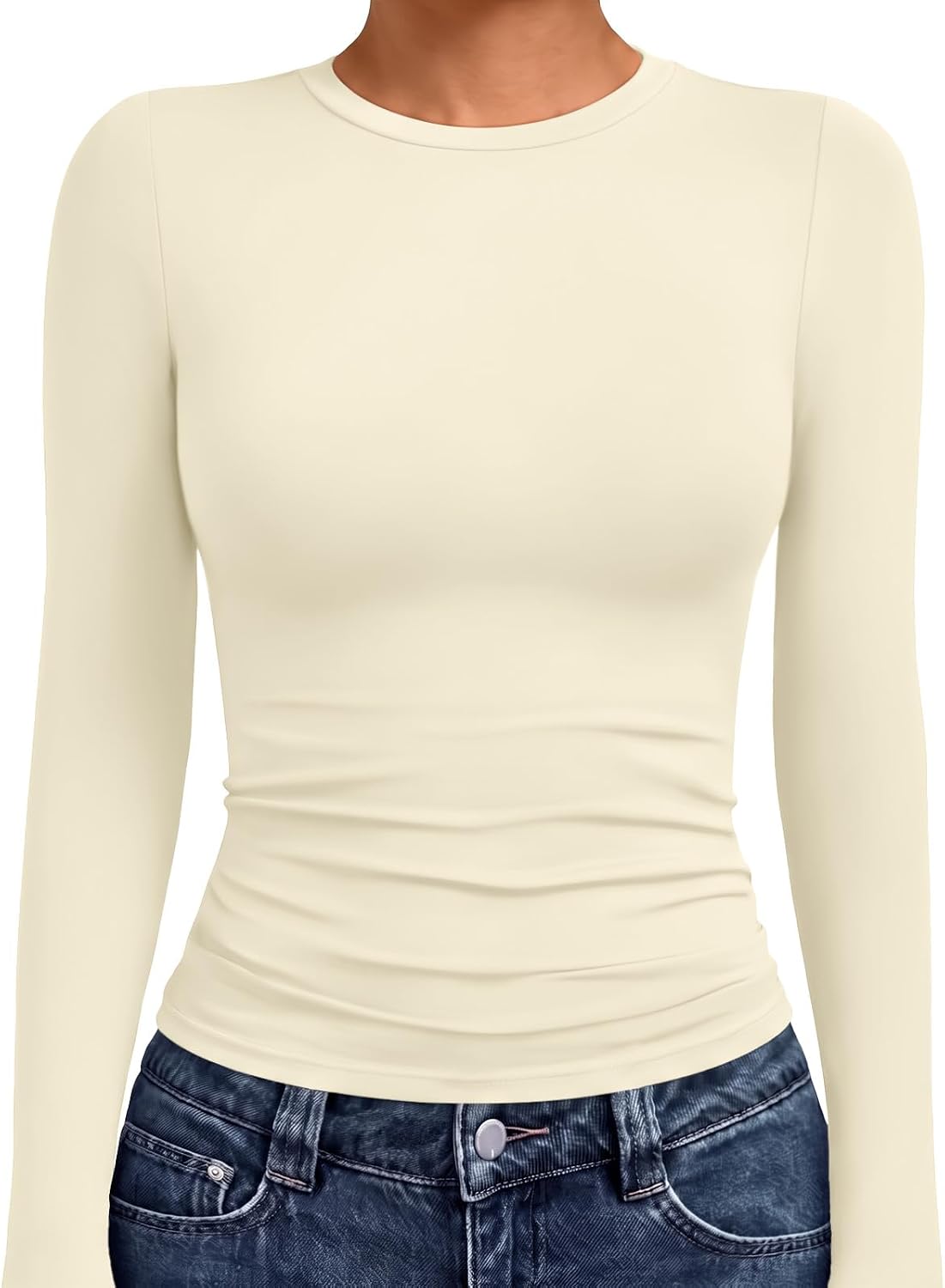 AUTOMET Womens Crew Neck Long Sleeve Shirts Compression Underscrubs Tops