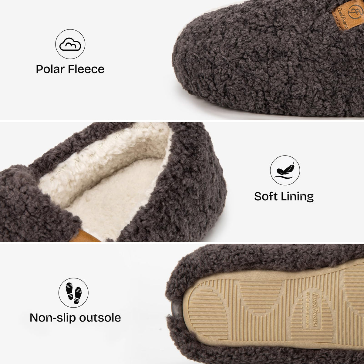 EverFoams Women’s Soft Curly Slippers Memory Foam Lightweight House Shoes