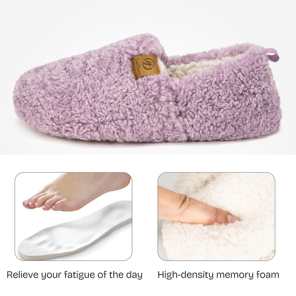 EverFoams Women’s Soft Curly Slippers Memory Foam Lightweight House Shoes