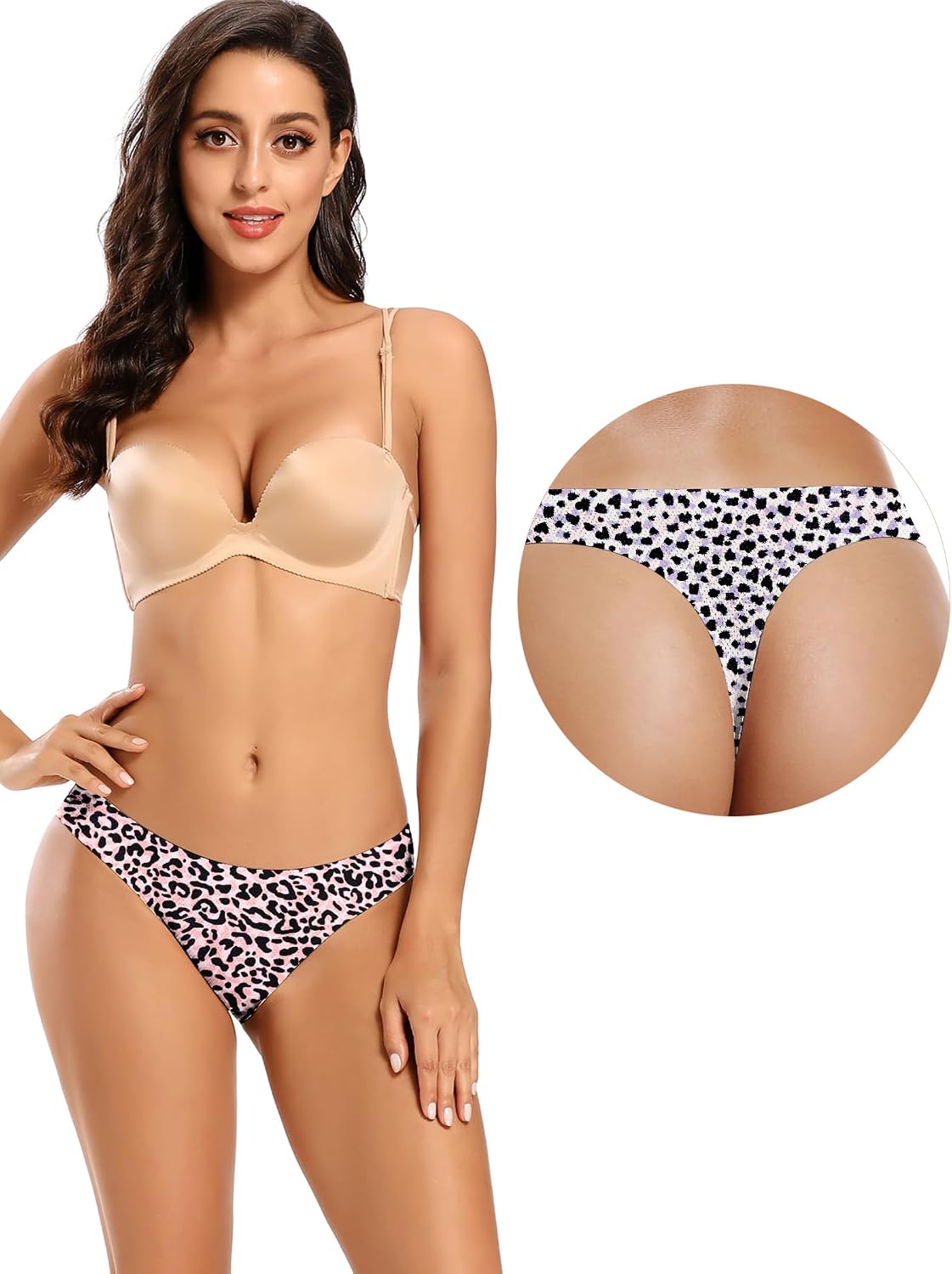 voenxe Nahtlose Damen-Tangas, unsichtbarer Sport-Tanga für Damen, 5er-Pack