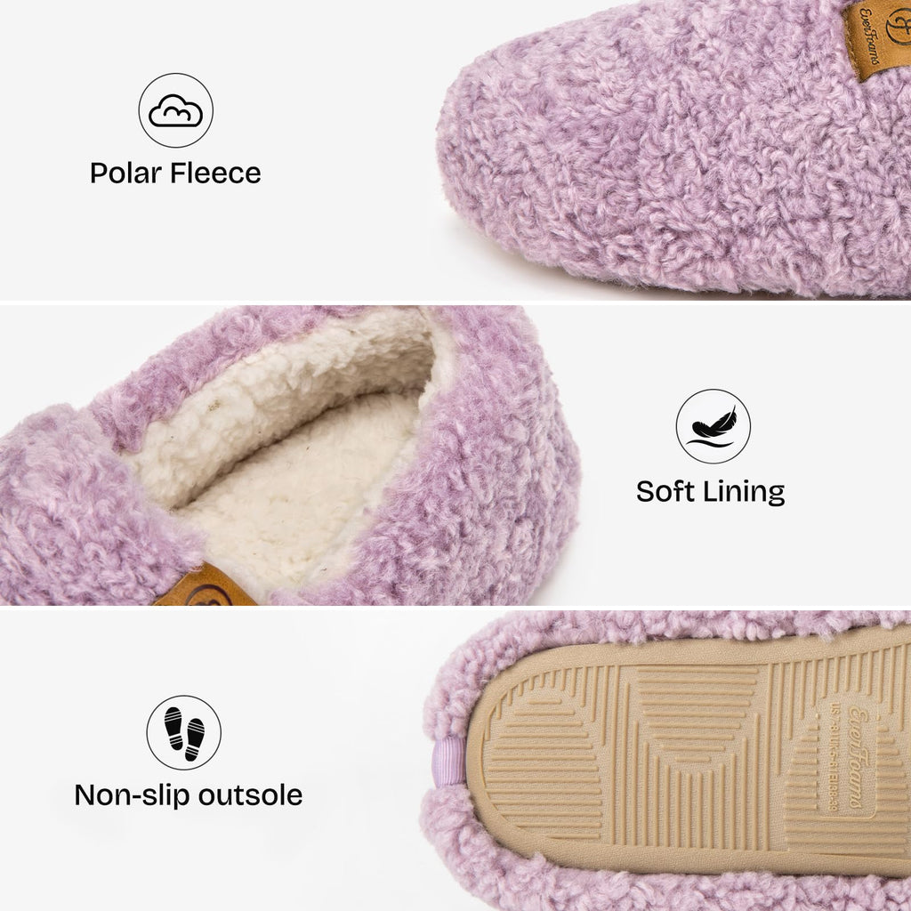 EverFoams Women’s Soft Curly Slippers Memory Foam Lightweight House Shoes