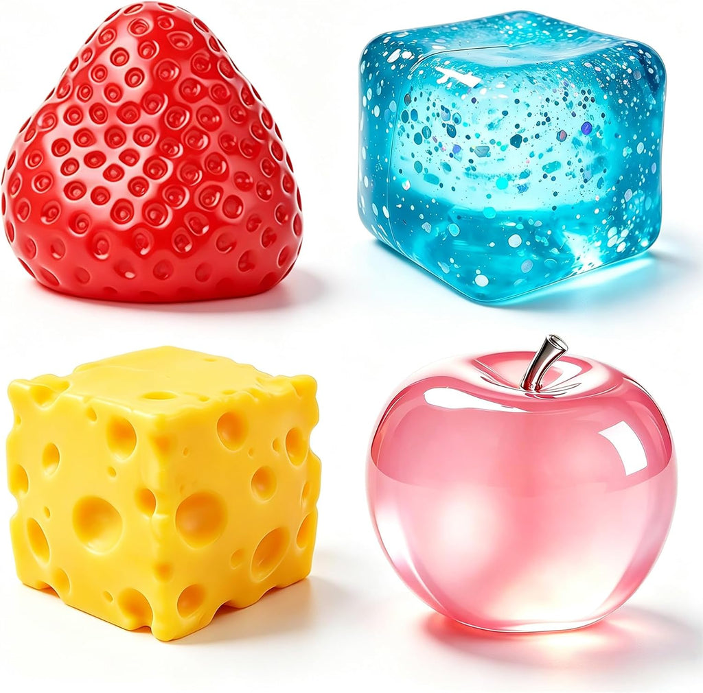 4 Pcs Squeeze Toys Set, Slow Rising Fidget Toy, Stress Relief for Adults