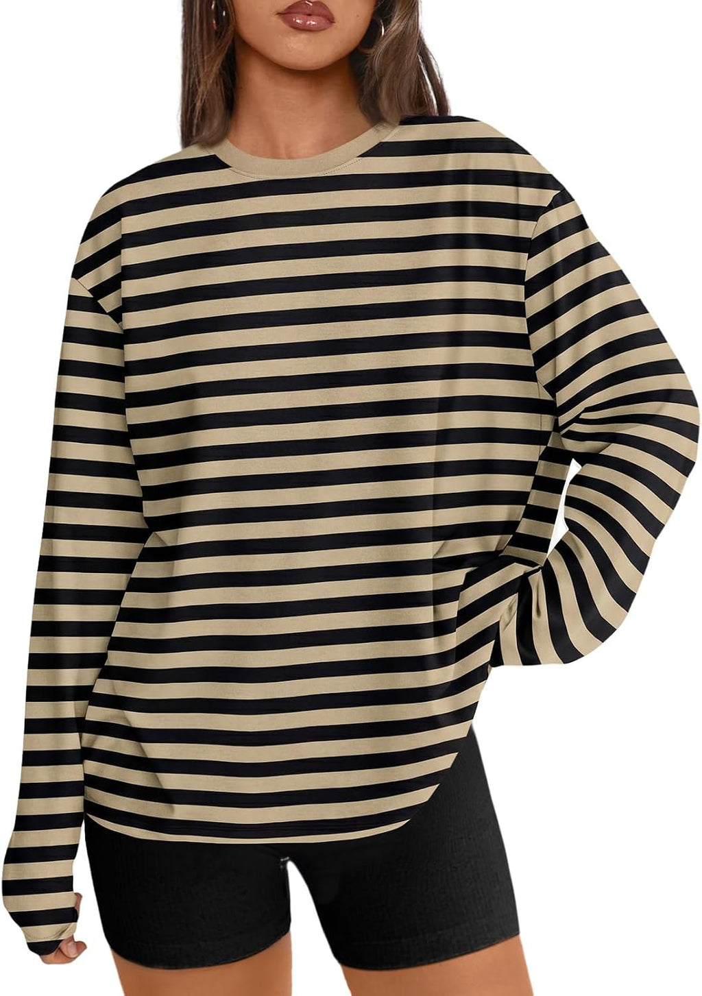 Trendy Queen Chemisier oversize à manches longues pour femme, haut d'automne 2026, t-shirt basique