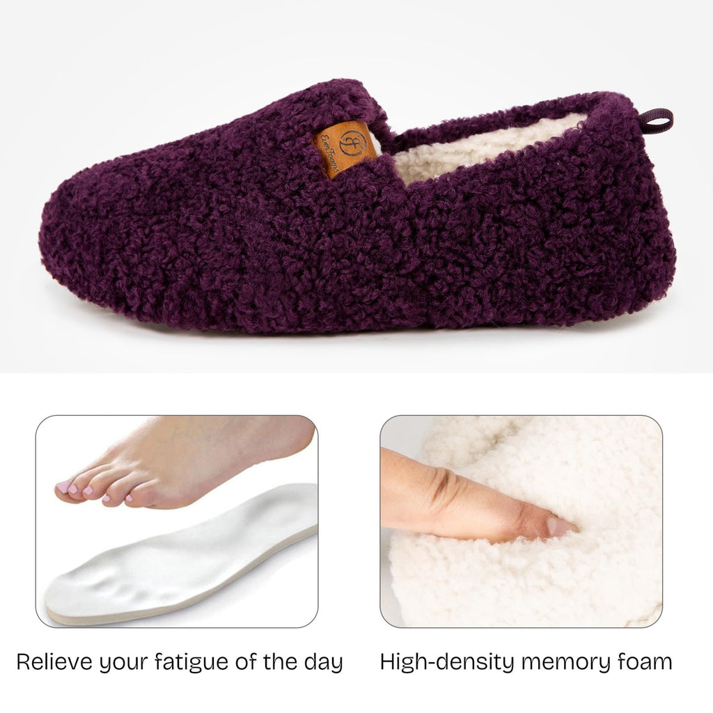 EverFoams Women’s Soft Curly Slippers Memory Foam Lightweight House Shoes