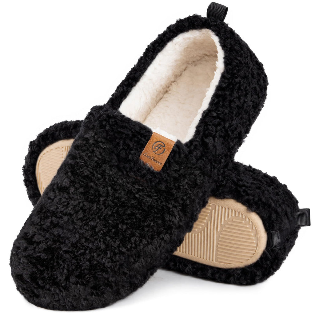EverFoams Women’s Soft Curly Slippers Memory Foam Lightweight House Shoes