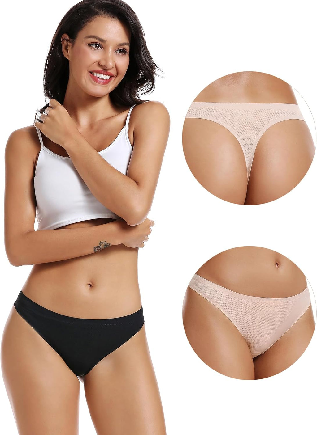voenxe Nahtlose Damen-Tangas, unsichtbarer Sport-Tanga für Damen, 5er-Pack