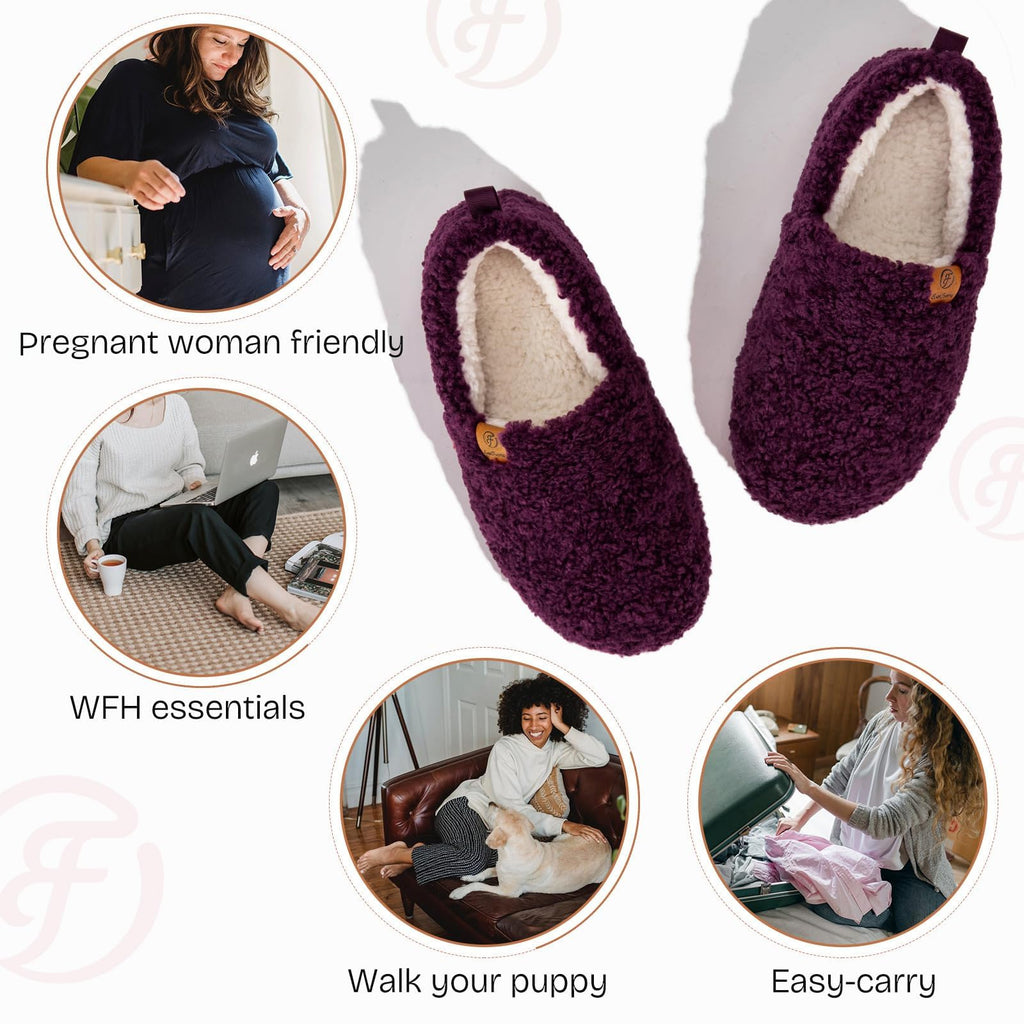 EverFoams Women’s Soft Curly Slippers Memory Foam Lightweight House Shoes