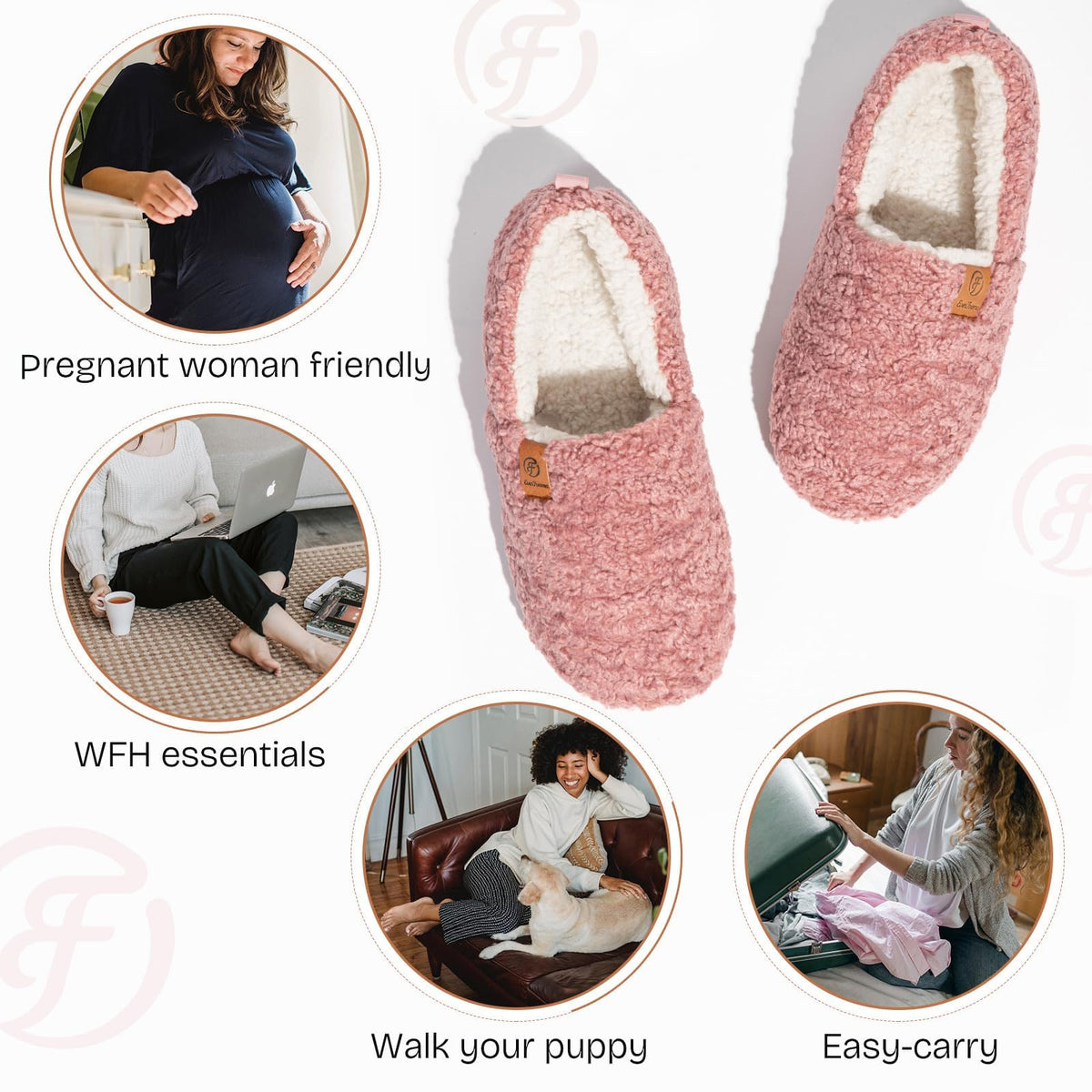 EverFoams Women’s Soft Curly Slippers Memory Foam Lightweight House Shoes