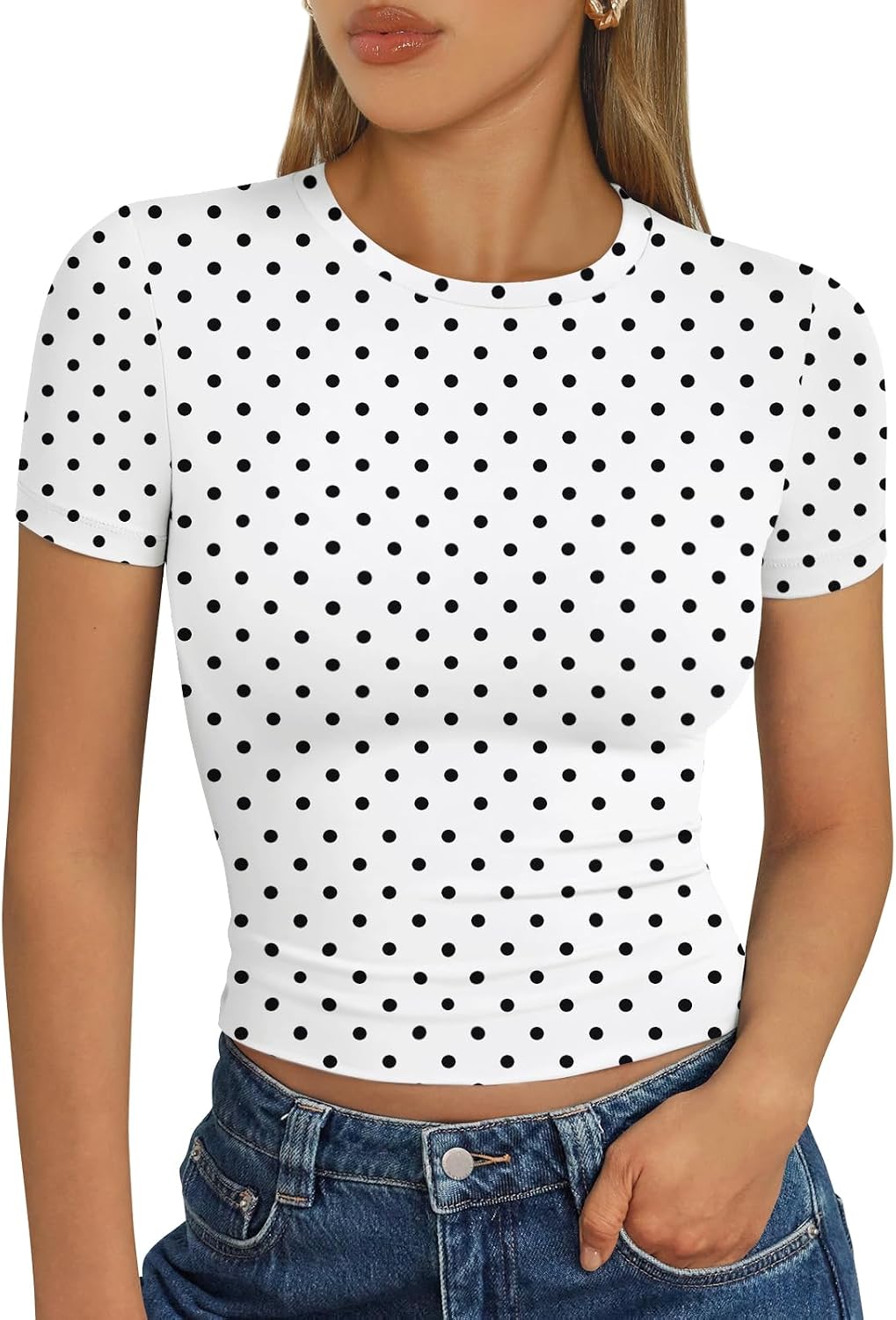 Trendy Queen Damen Kurzarm T-Shirt Basic Sommertop