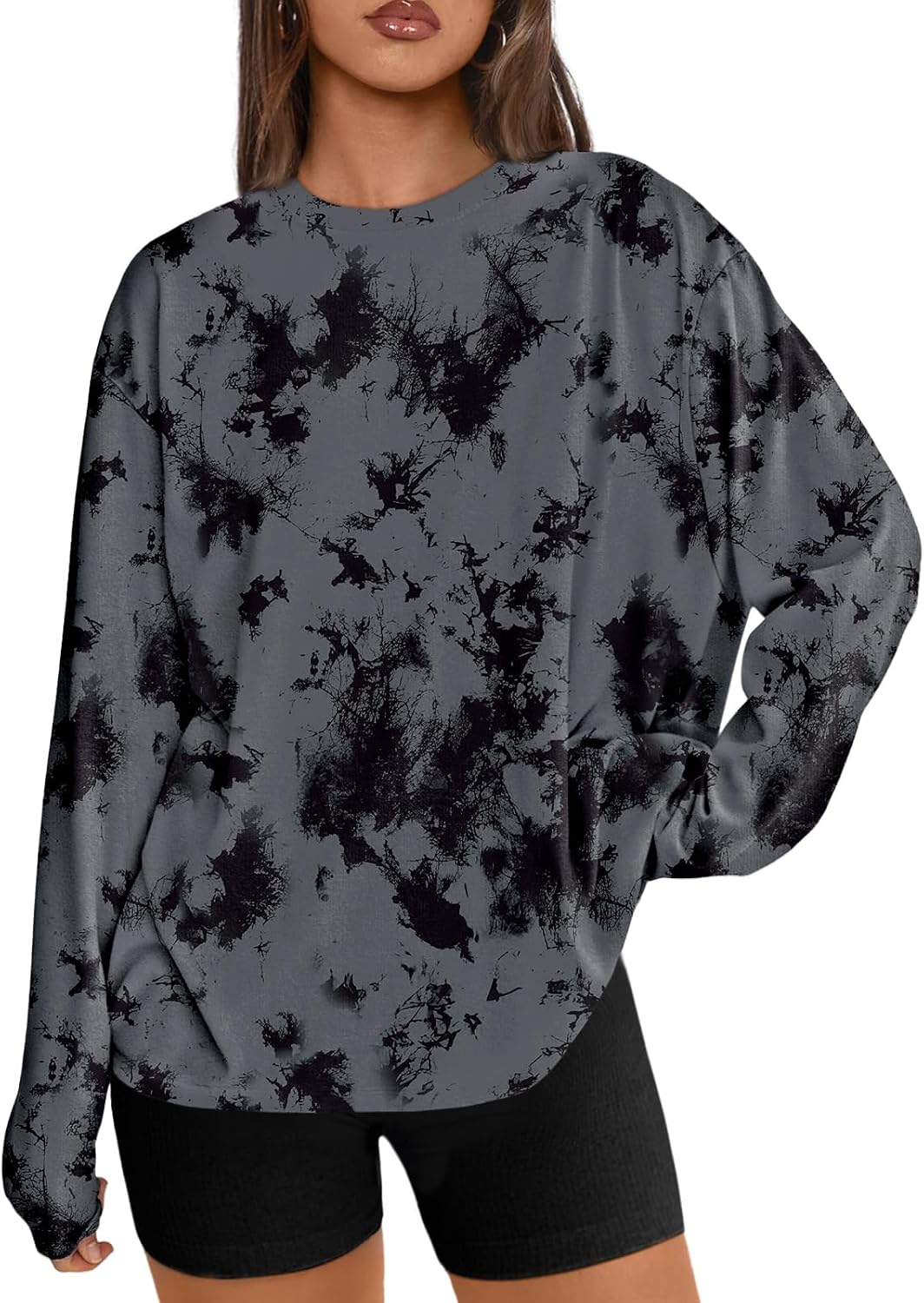 Trendy Queen Chemisier oversize à manches longues pour femme, haut d'automne 2026, t-shirt basique