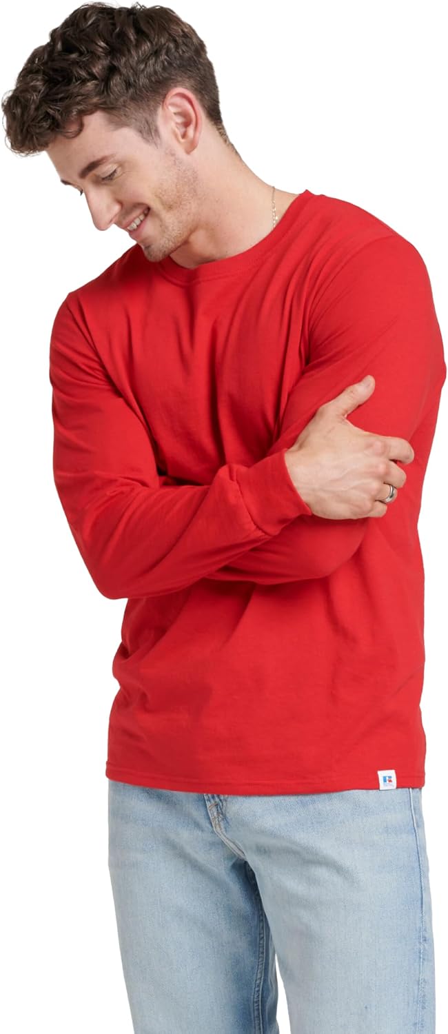 Russell Athletic Herren Dri-Power Langarm-T-Shirts, feuchtigkeitsableitend, geruchshemmend, UPF 30+
