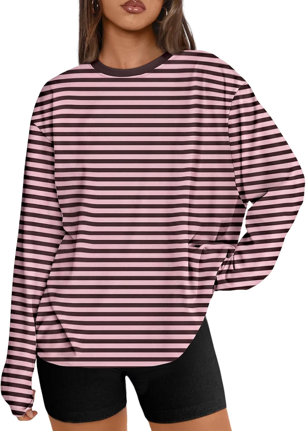 Trendy Queen Chemisier oversize à manches longues pour femme, haut d'automne 2026, t-shirt basique
