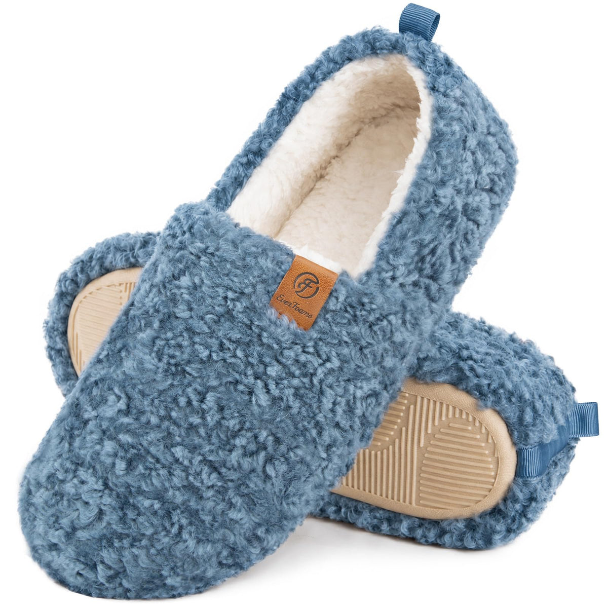 EverFoams Women’s Soft Curly Slippers Memory Foam Lightweight House Shoes