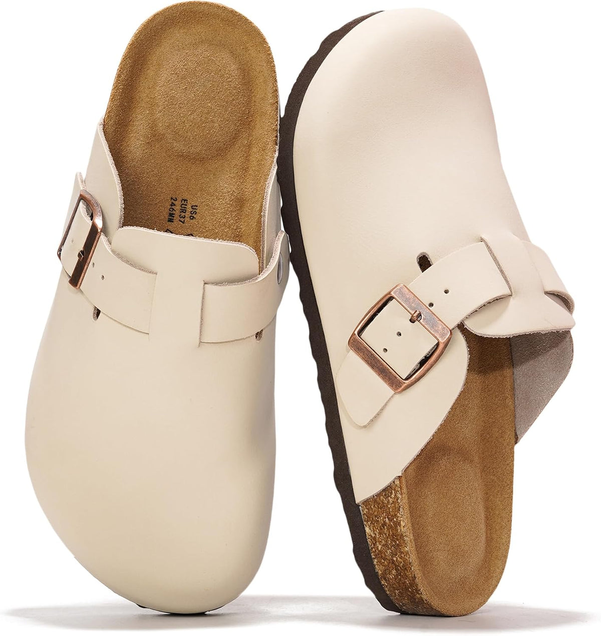 Project Cloud Damen-Clogs mit Korkfußbett aus 100 % echtem Leder