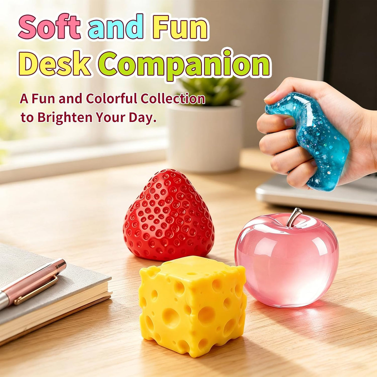 4 Pcs Squeeze Toys Set, Slow Rising Fidget Toy, Stress Relief for Adults