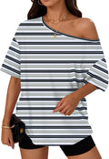 Trendy Queen Womens Off the Shoulder Tops Oversized Summer T-Shirts 2026
